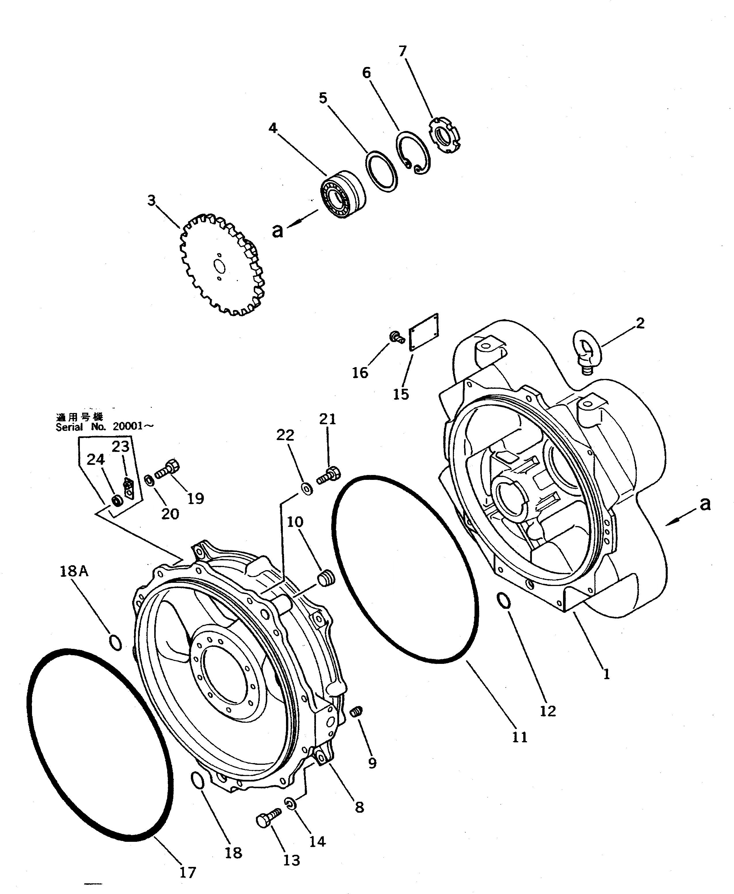 Схема запчастей Komatsu WA500-1 - КОРПУС ГИДРОТРАНСФОРМАТОРА ТРАНСМИССИЯ