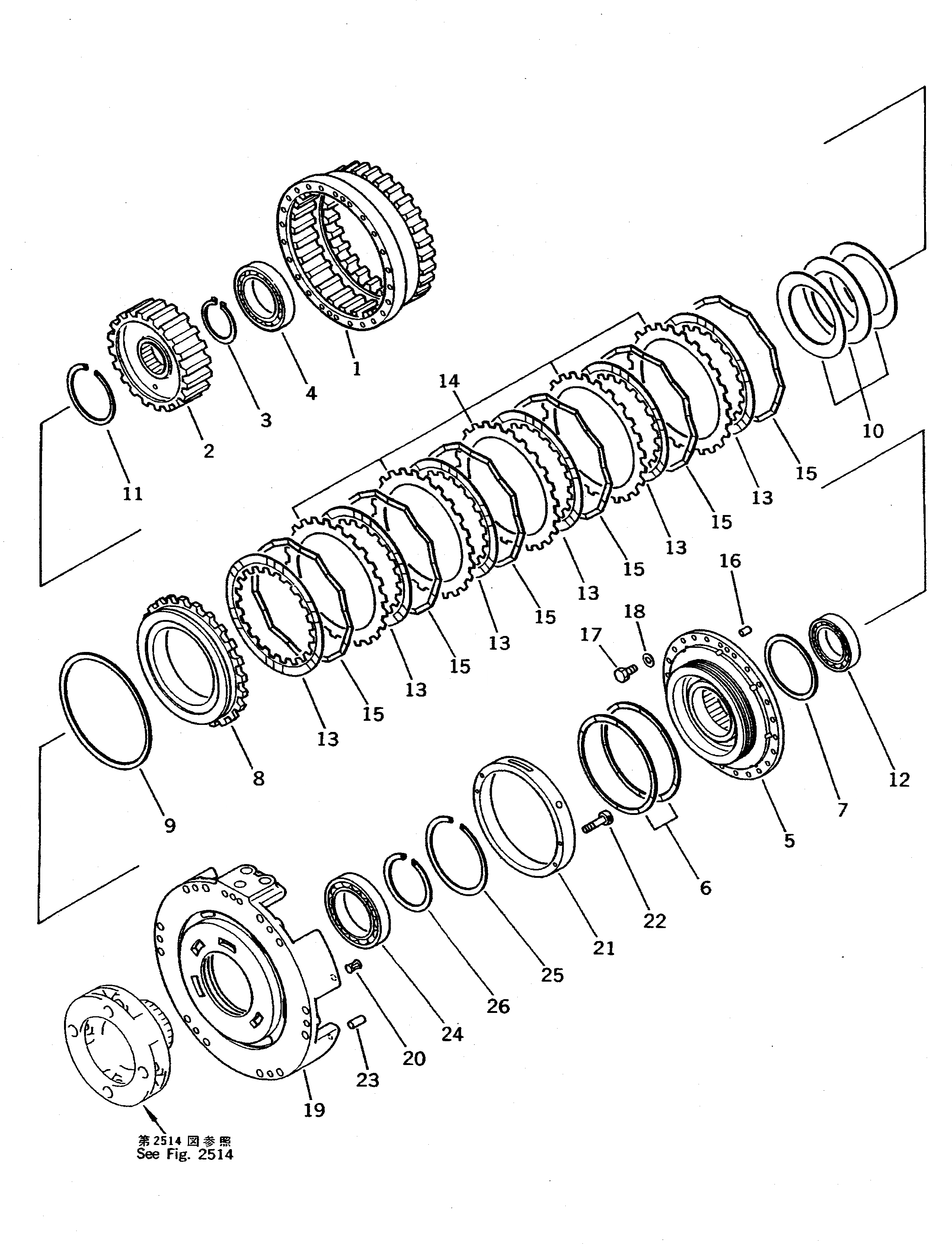Схема запчастей Komatsu WA500-1 - 2 МУФТА ТРАНСМИССИЯ