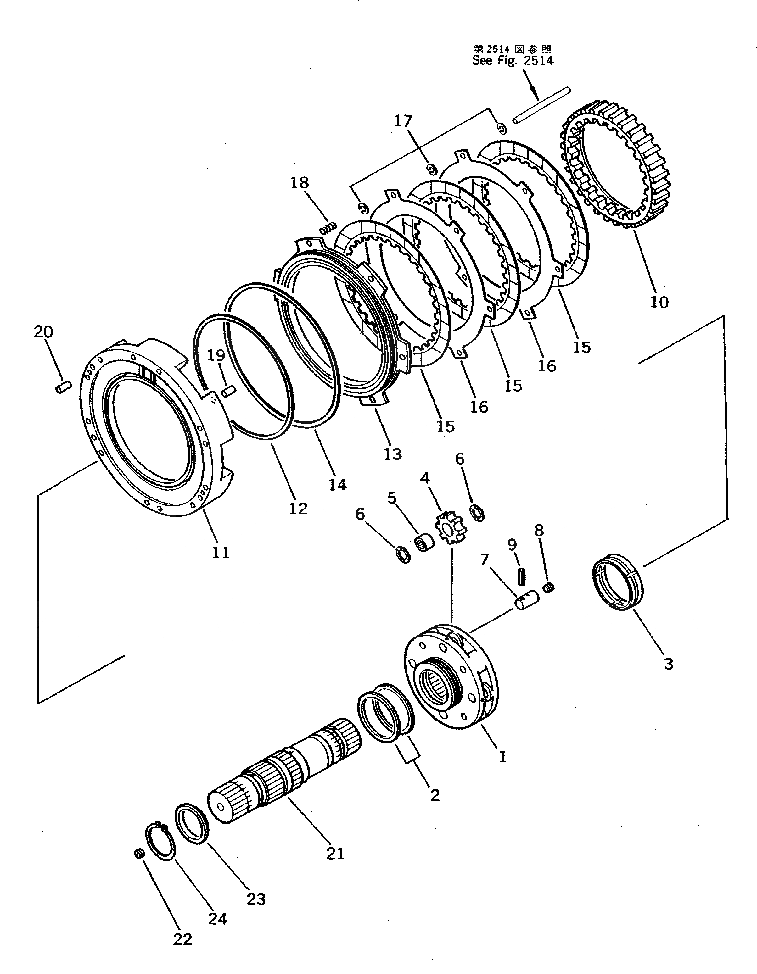 Схема запчастей Komatsu WA500-1 - 1 МУФТА ТРАНСМИССИЯ