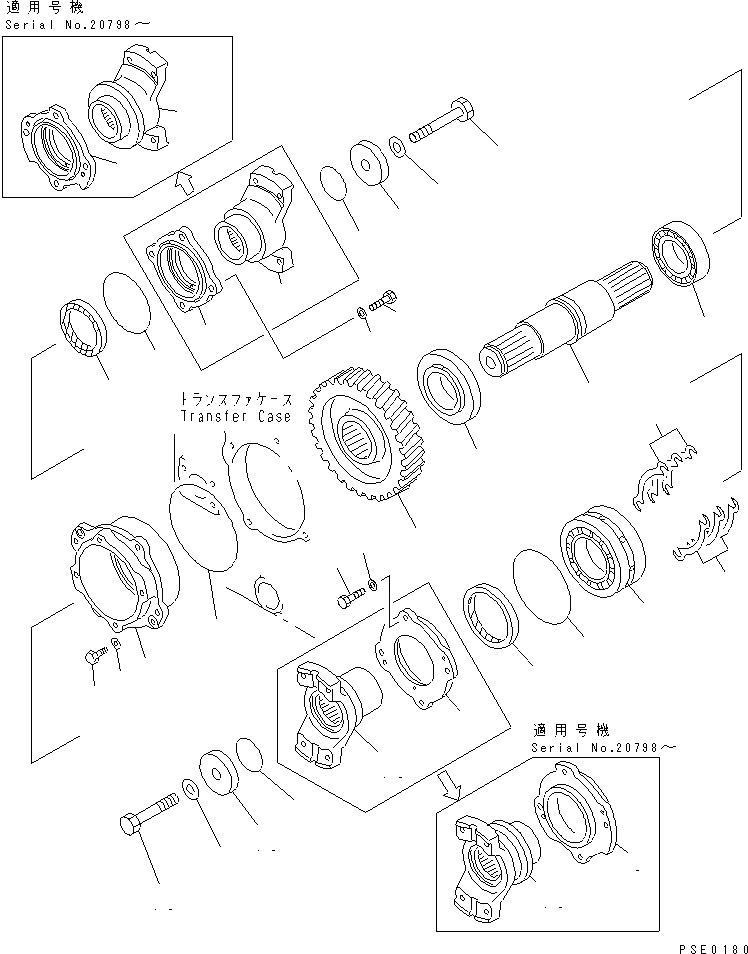 Схема запчастей Komatsu WA500-1 - ПЕРЕДАЧА ВЫХОДНОЙ ВАЛ ТРАНСМИССИЯ