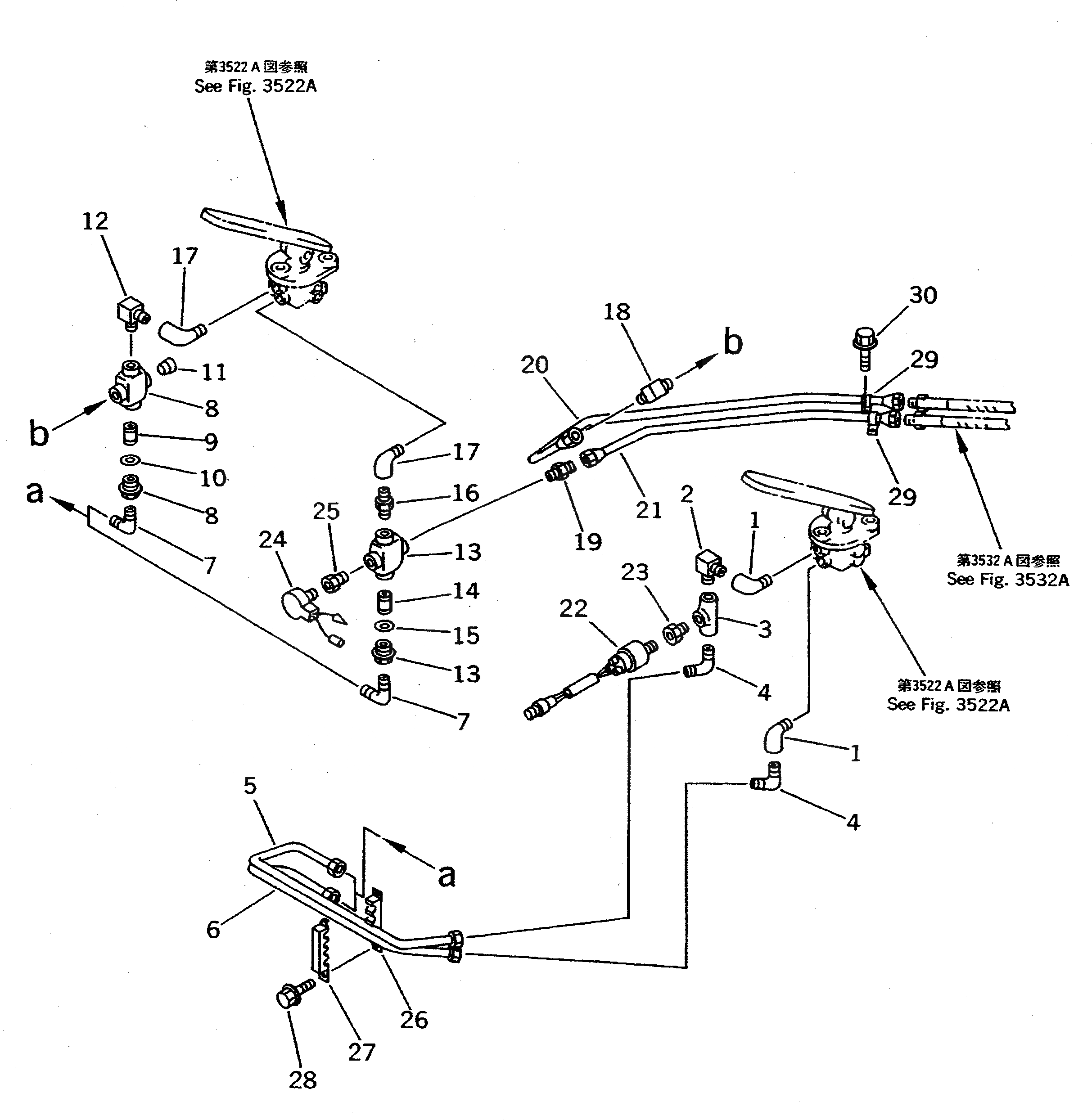 Схема запчастей Komatsu WA500-1 - ВОЗДУХОВОД (КЛАПАН ПЕДАЛИ - ТОРМОЗ. КАМЕРА) (/)(№-) ВЕДУЩ. ВАЛ¤ ДИФФЕРЕНЦ. И КОЛЕСА