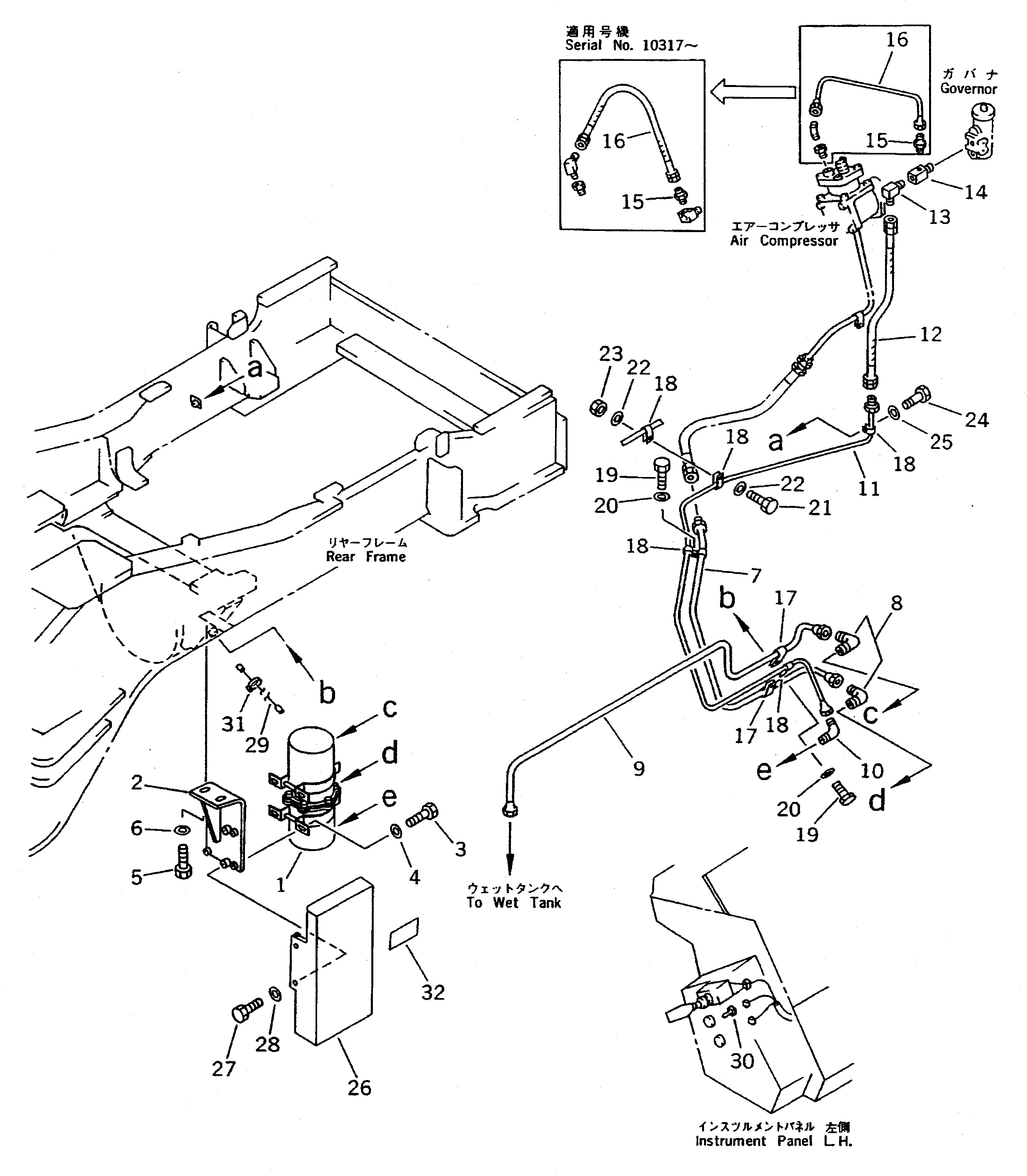 Схема запчастей Komatsu WA500-1 - ВОЗД. ВЛАГООТДЕЛИТЕЛЬ ТРУБЫ(№-9999) ВЕДУЩ. ВАЛ¤ ДИФФЕРЕНЦ. И КОЛЕСА