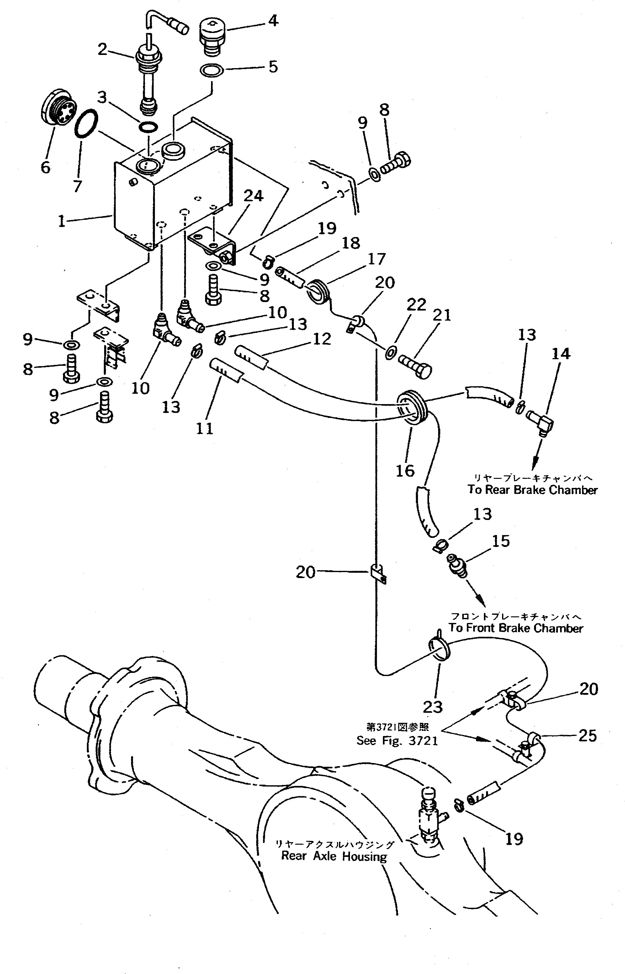 Схема запчастей Komatsu WA500-1 - ТОРМОЗ. МАСЛОПРОВОДЯЩАЯ ЛИНИЯ (ТОРМОЗ. МАСЛ. БАК - ТОРМОЗ. КАМЕРА)(№-) ВЕДУЩ. ВАЛ¤ ДИФФЕРЕНЦ. И КОЛЕСА