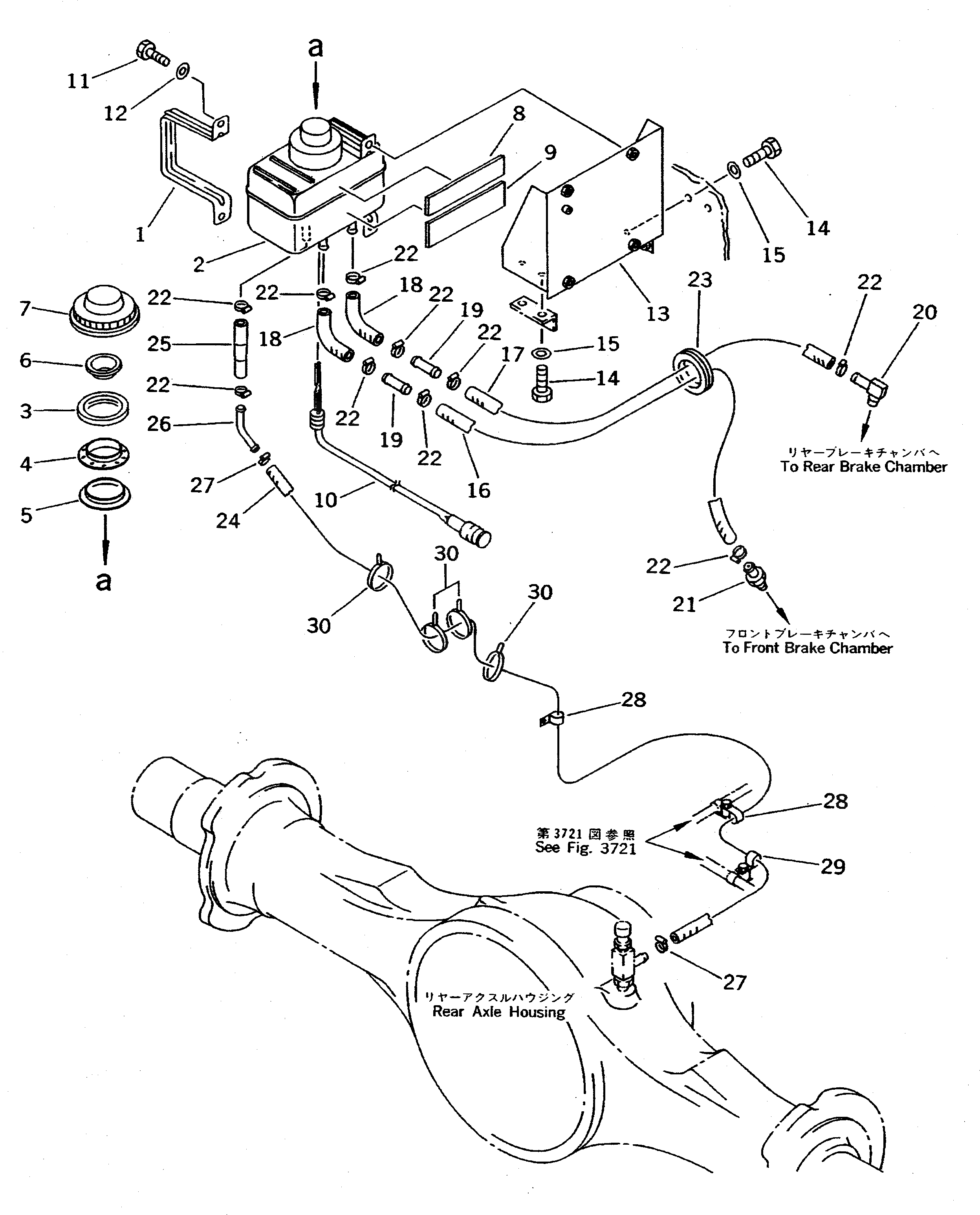 Схема запчастей Komatsu WA500-1 - ТОРМОЗ. МАСЛОПРОВОДЯЩАЯ ЛИНИЯ (ТОРМОЗ. МАСЛ. БАК - ТОРМОЗ. КАМЕРА)(№-9999) ВЕДУЩ. ВАЛ¤ ДИФФЕРЕНЦ. И КОЛЕСА