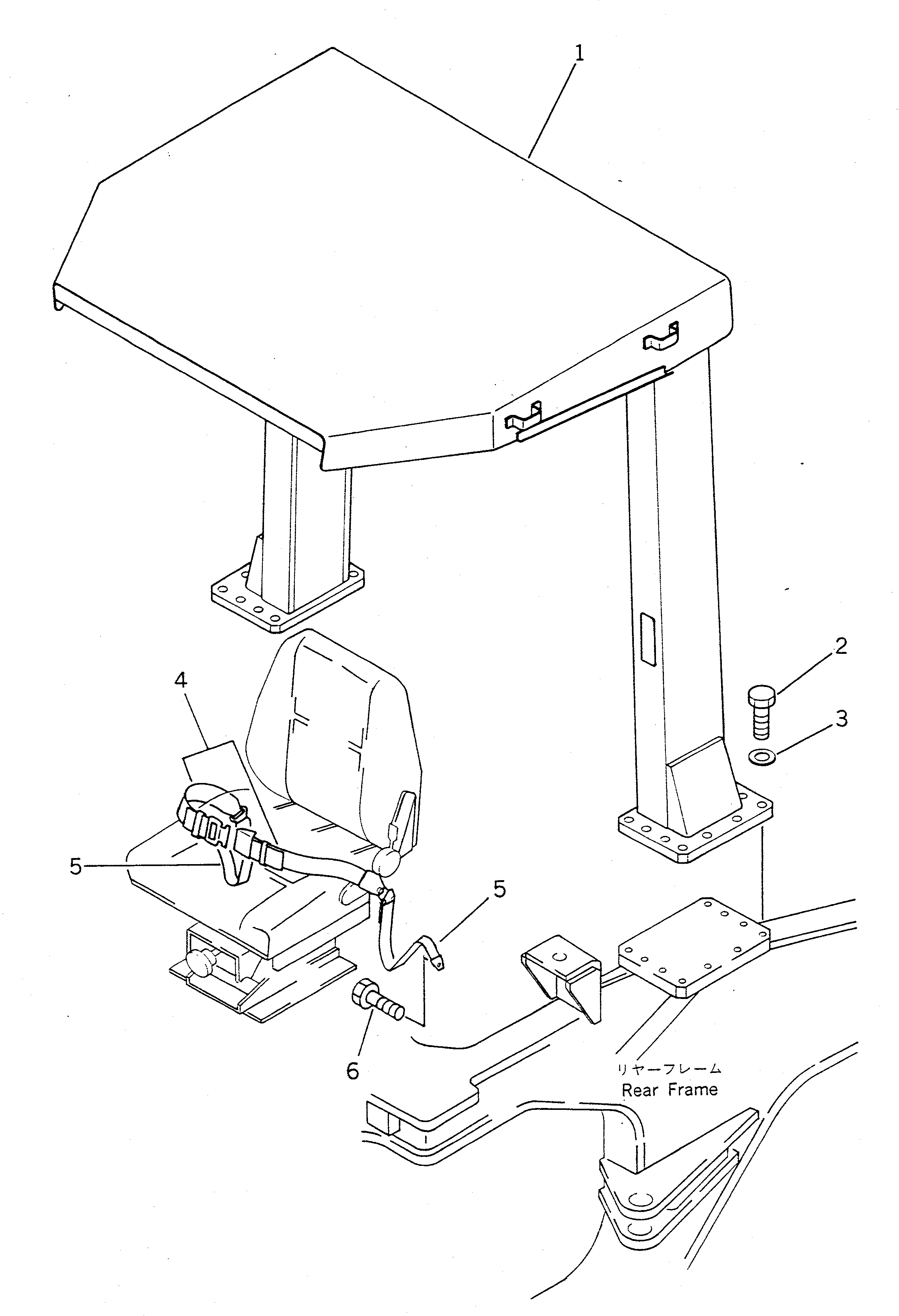Схема запчастей Komatsu WA500-1 - СИСТЕМА ROPS РАМА И ЧАСТИ КОРПУСА
