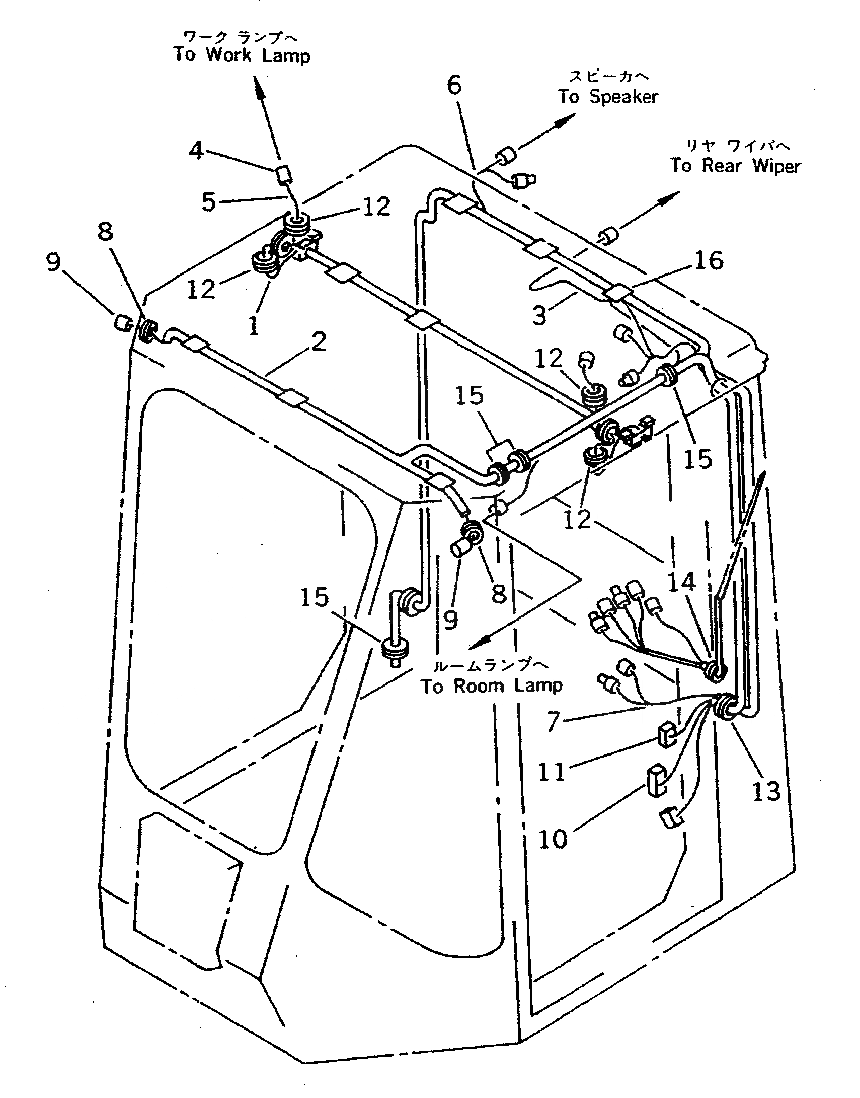 Схема запчастей Komatsu WA500-1 - КАБИНА (/) (ЭЛЕКТР.) (УСИЛ. СПЕЦ-Я.)(№-) РАМА И ЧАСТИ КОРПУСА