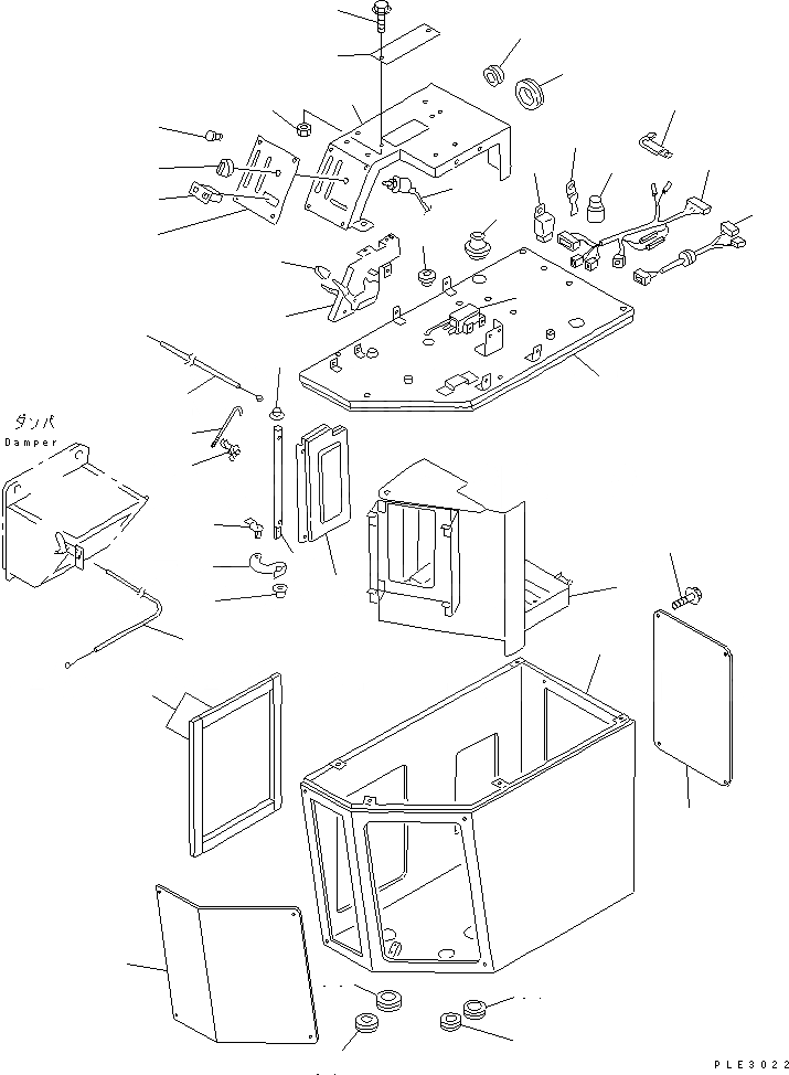Схема запчастей Komatsu WA500-1 - БЛОК КОНДИЦИОНЕРА (/) (DENSO)(№9-) РАМА И ЧАСТИ КОРПУСА
