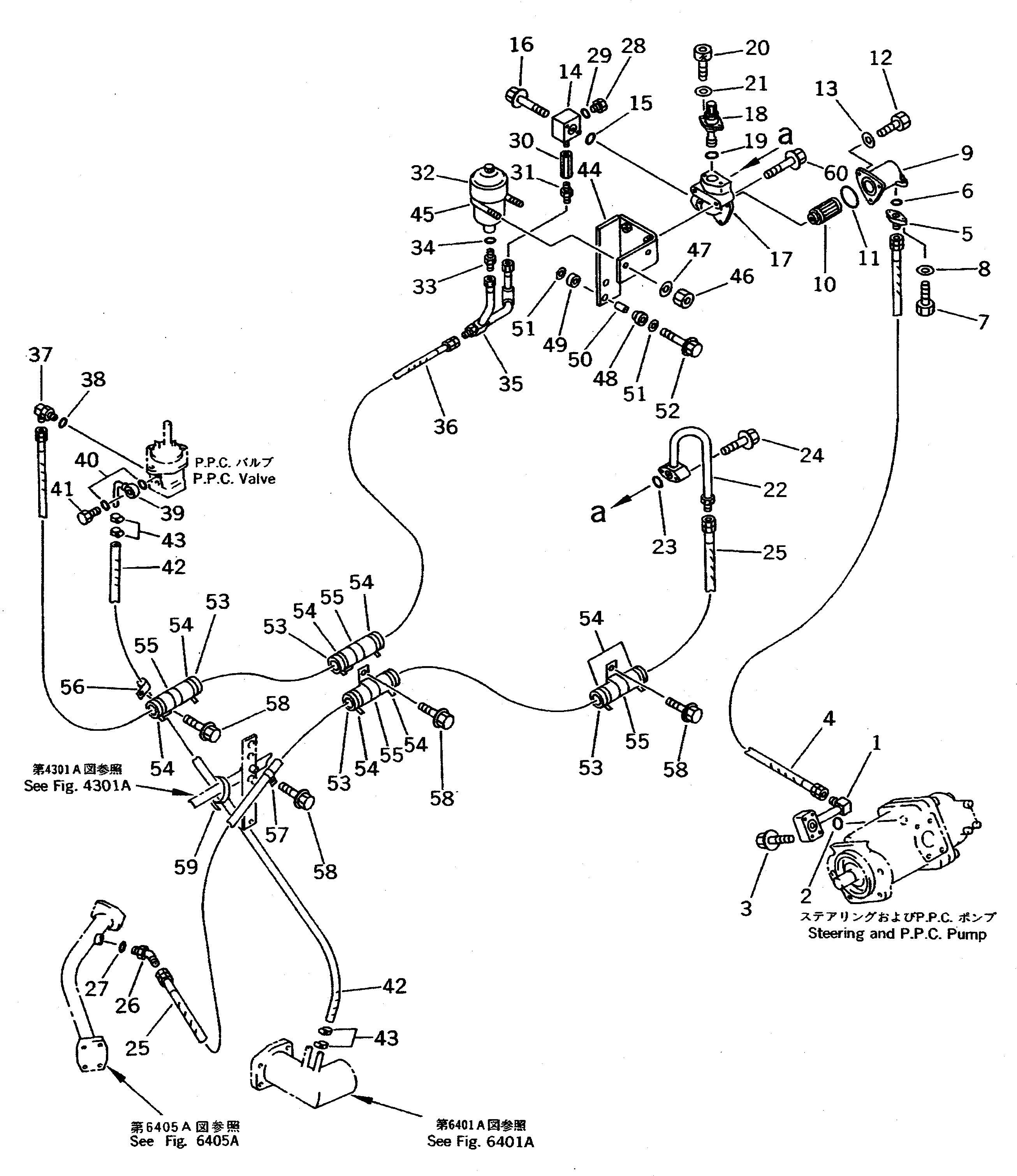Схема запчастей Komatsu WA500-1 - ГИДРОЛИНИЯ (ЛИНИЯ КЛАПАНА PPC) (/)(№-) УПРАВЛ-Е РАБОЧИМ ОБОРУДОВАНИЕМ
