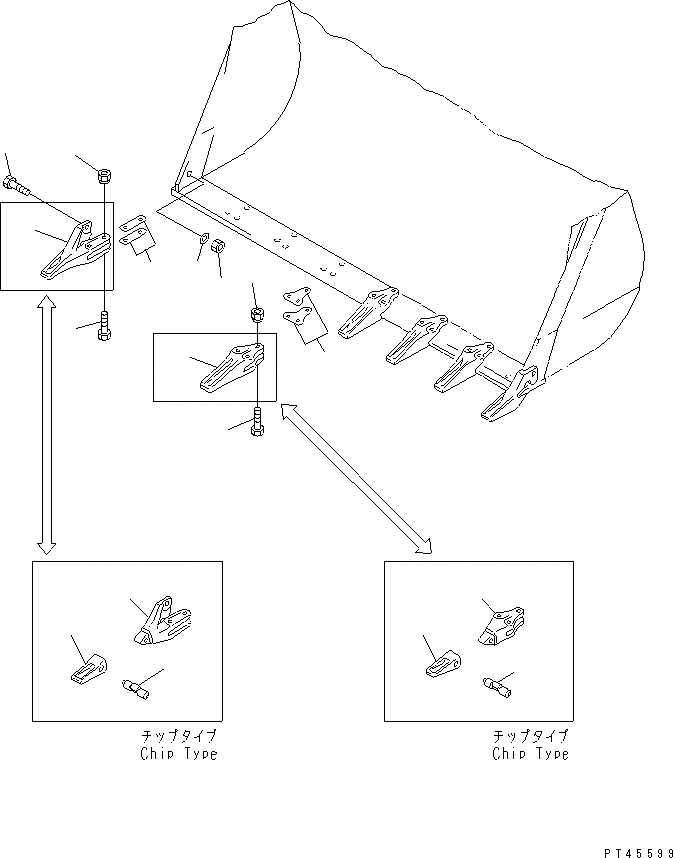 Схема запчастей Komatsu WA500-1 - ЗУБЬЯ(НА БОЛТАХ ТИП) КАТАЛОГИ ЗЧ