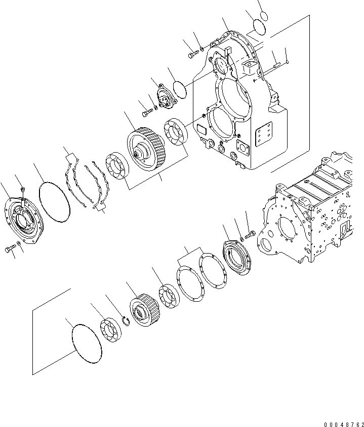 Схема запчастей Komatsu WA500-6 - ТРАНСМИССИЯ (КОРПУС ПЕРЕДАЧИ)(№-) ГИДРОТРАНСФОРМАТОР И ТРАНСМИССИЯ