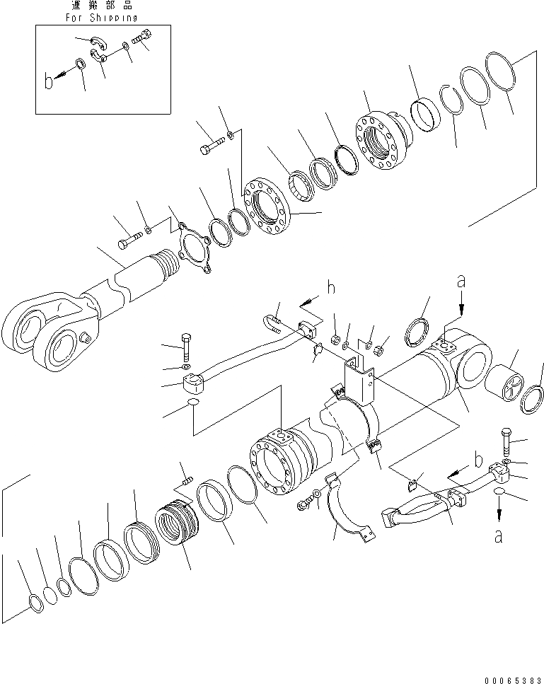 Схема запчастей Komatsu WA500-6 - ГИДРОЦИЛИНДР ПОДЪЕМА (ПРАВ.) (ДВОЙН. DUST УПЛОТНЕНИЕ)(№-) ОСНОВН. КОМПОНЕНТЫ И РЕМКОМПЛЕКТЫ