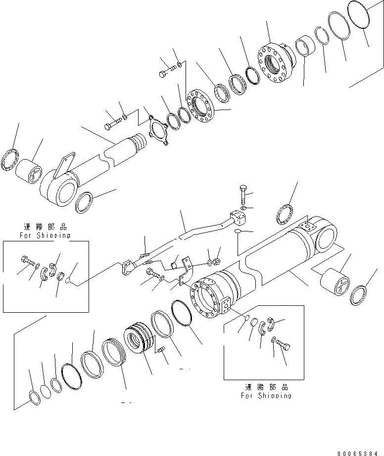 Схема запчастей Komatsu WA500-6 - ГИДРОЦИЛИНДР КОВША (ДВОЙН. DUST УПЛОТНЕНИЕ)(№-) ОСНОВН. КОМПОНЕНТЫ И РЕМКОМПЛЕКТЫ