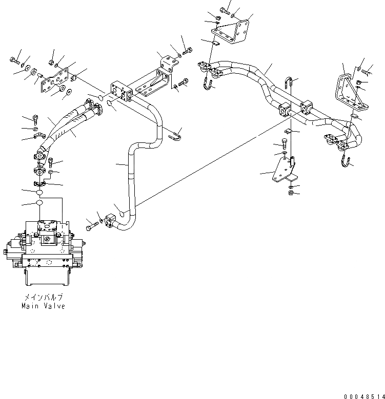 Схема запчастей Komatsu WA500-6 - ГИДРОЛИНИЯ (ГИДРОЦИЛИНДР ПОДЪЕМА НИЖН. ЛИНИЯ)(№-) ГИДРАВЛИКА
