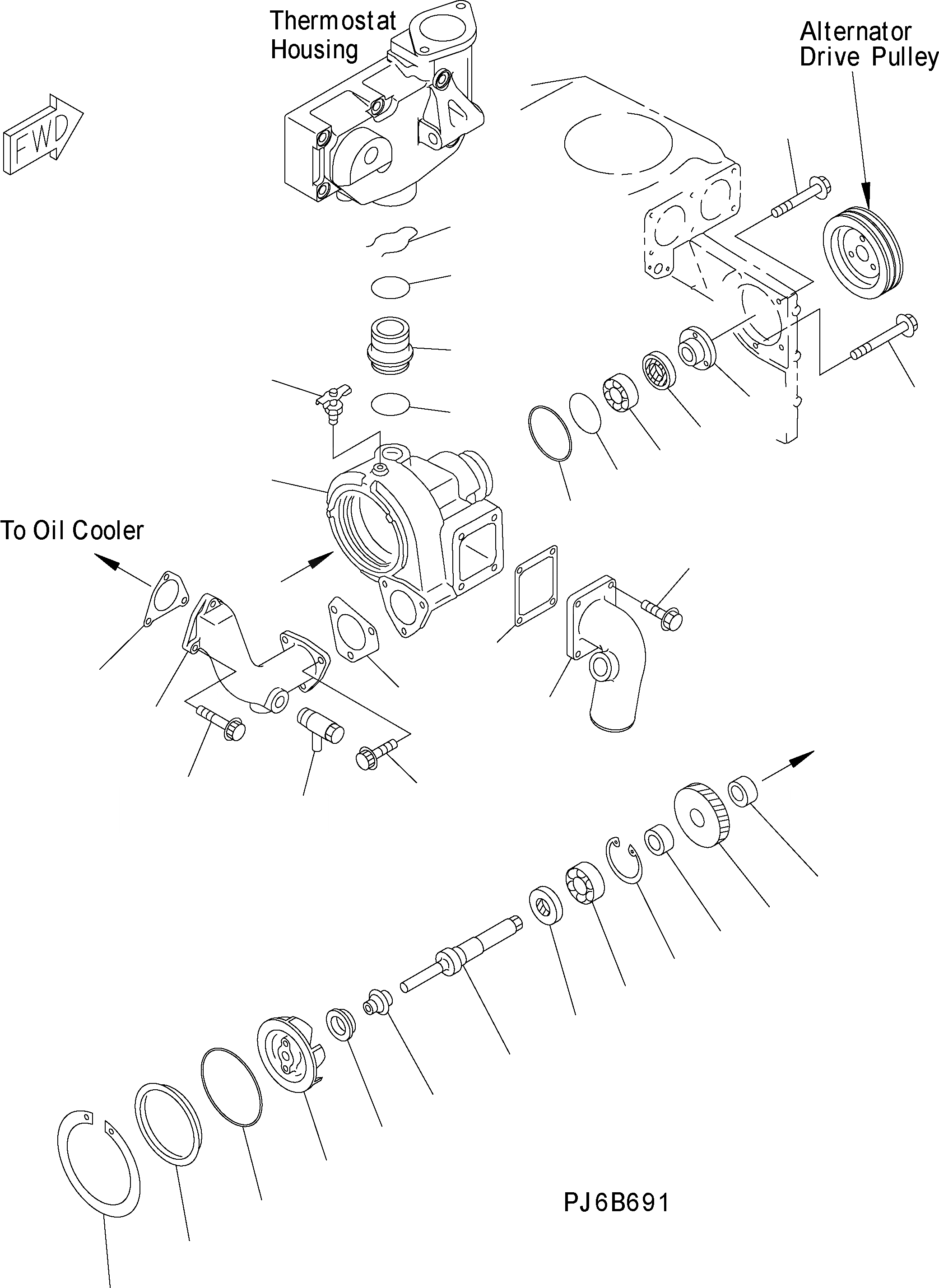 Схема запчастей Komatsu WA500-3H - ВОДЯНАЯ ПОМПА AA ДВИГАТЕЛЬ