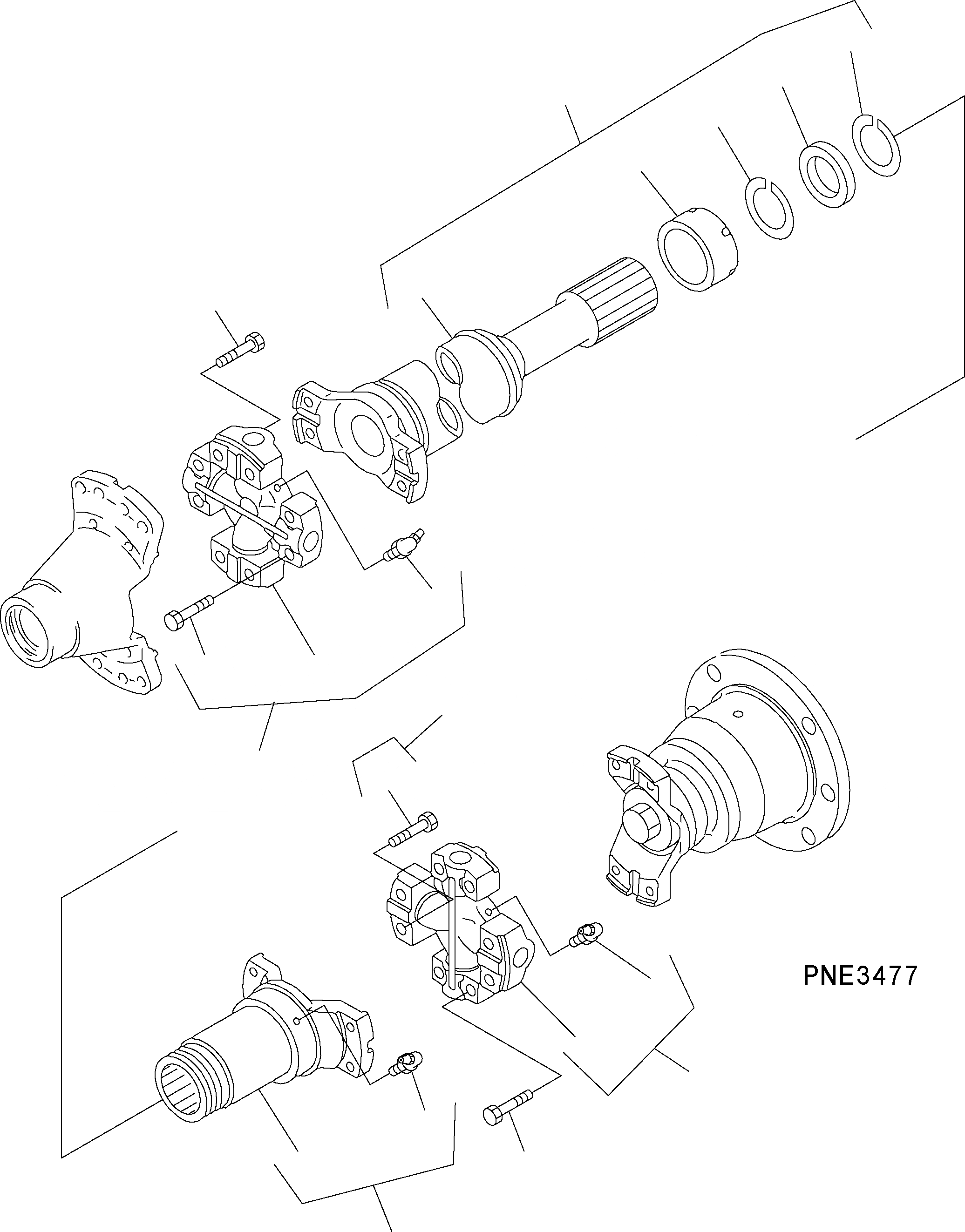 Схема запчастей Komatsu WA500-3H - ВЕДУЩ. ВАЛ (ПЕРЕДН. МОСТ - ПЕРЕДН.) F ТРАНСМИССИЯ