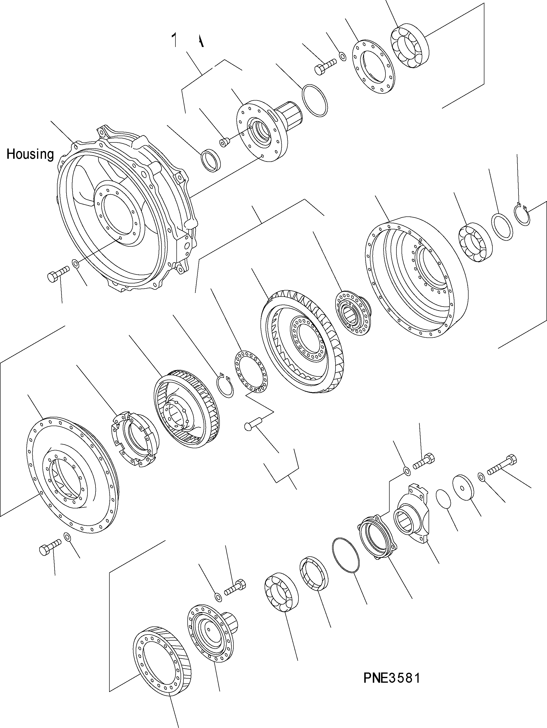 Схема запчастей Komatsu WA500-3H - ГИДРОТРАНСФОРМАТОР F ТРАНСМИССИЯ