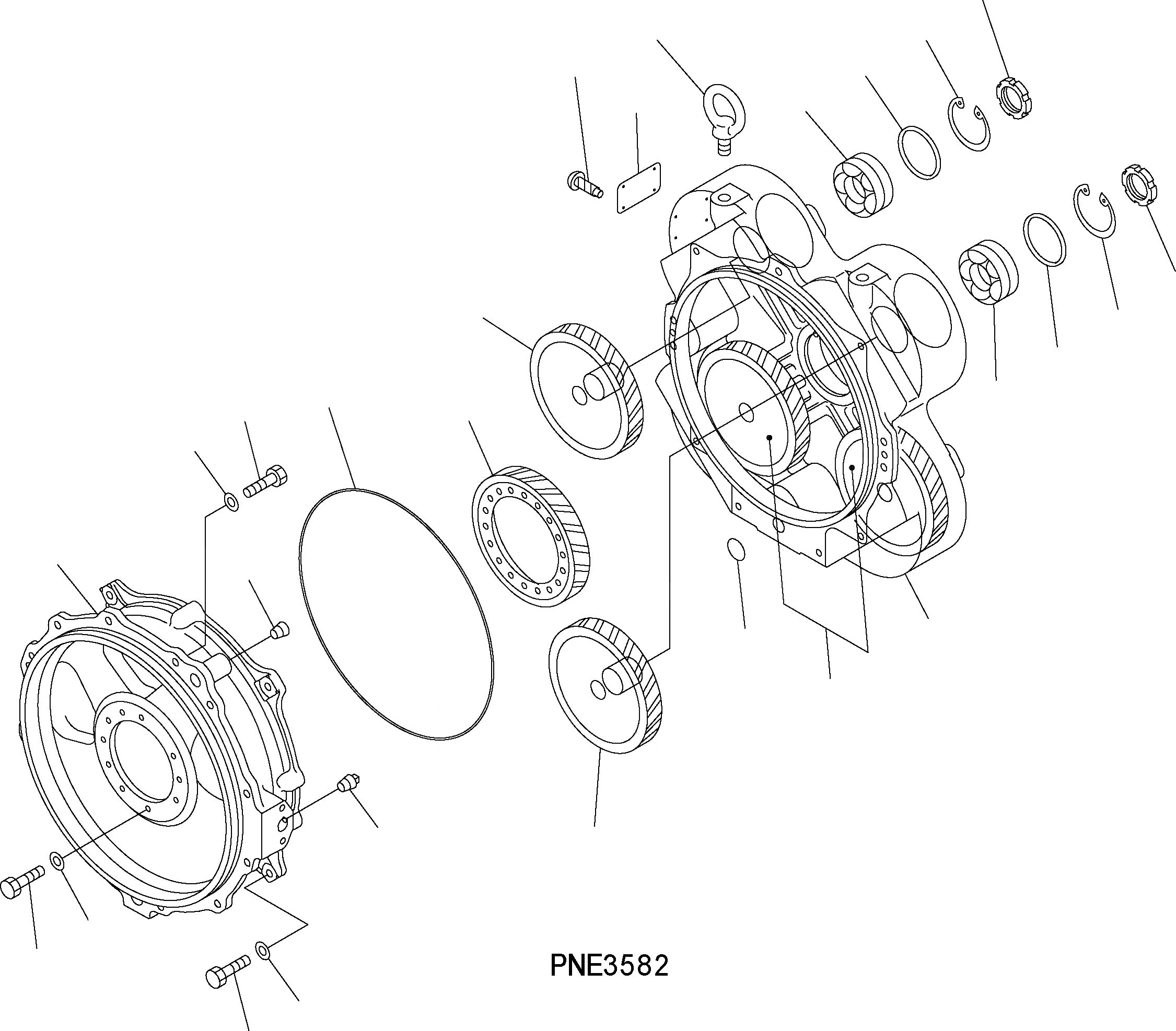 Схема запчастей Komatsu WA500-3H - КОРПУС ГИДРОТРАНСФОРМАТОРА F ТРАНСМИССИЯ