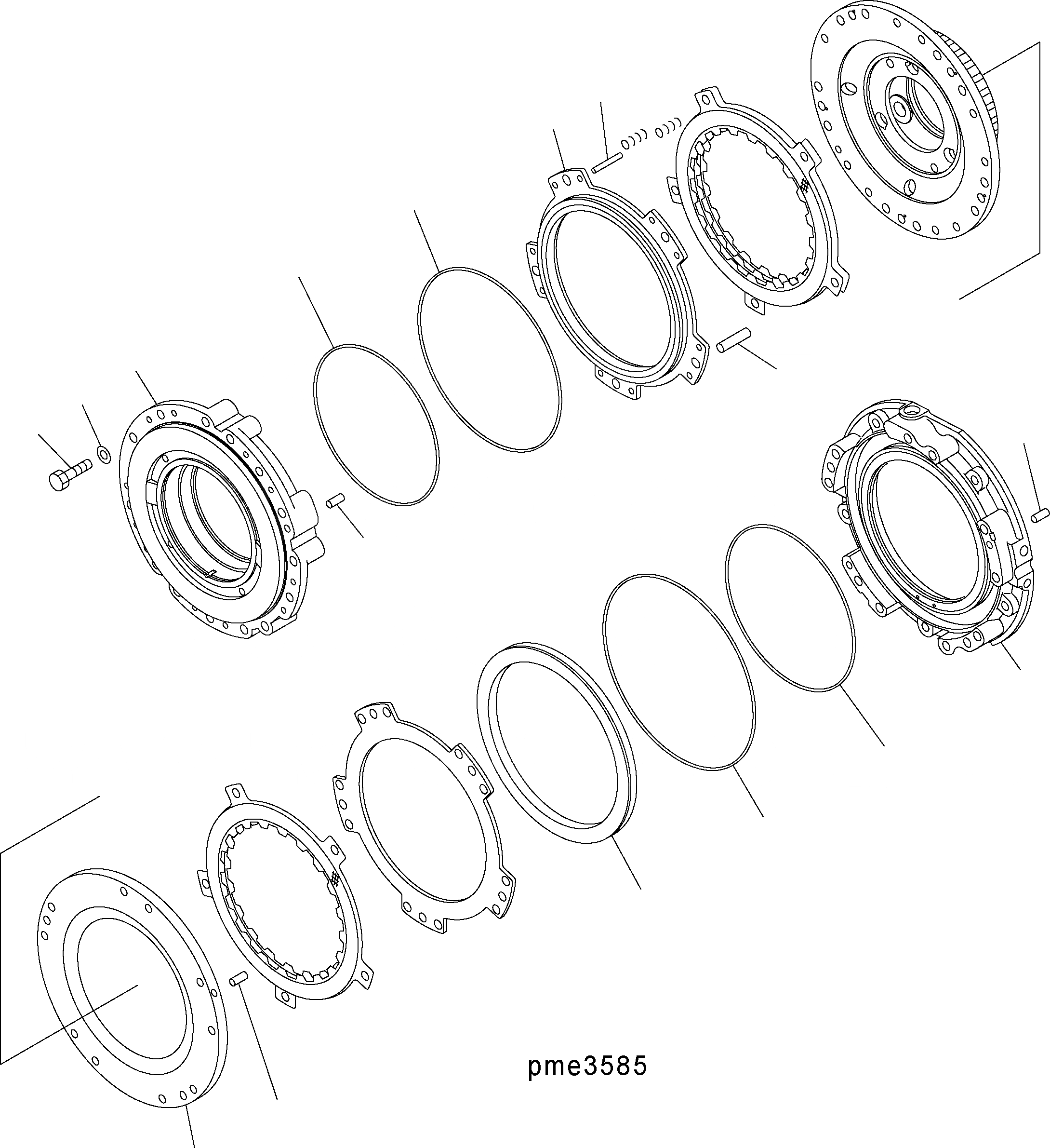 Схема запчастей Komatsu WA500-3H - ТРАНСМИССИЯ (2 И 1 КОЖУХ) F ТРАНСМИССИЯ