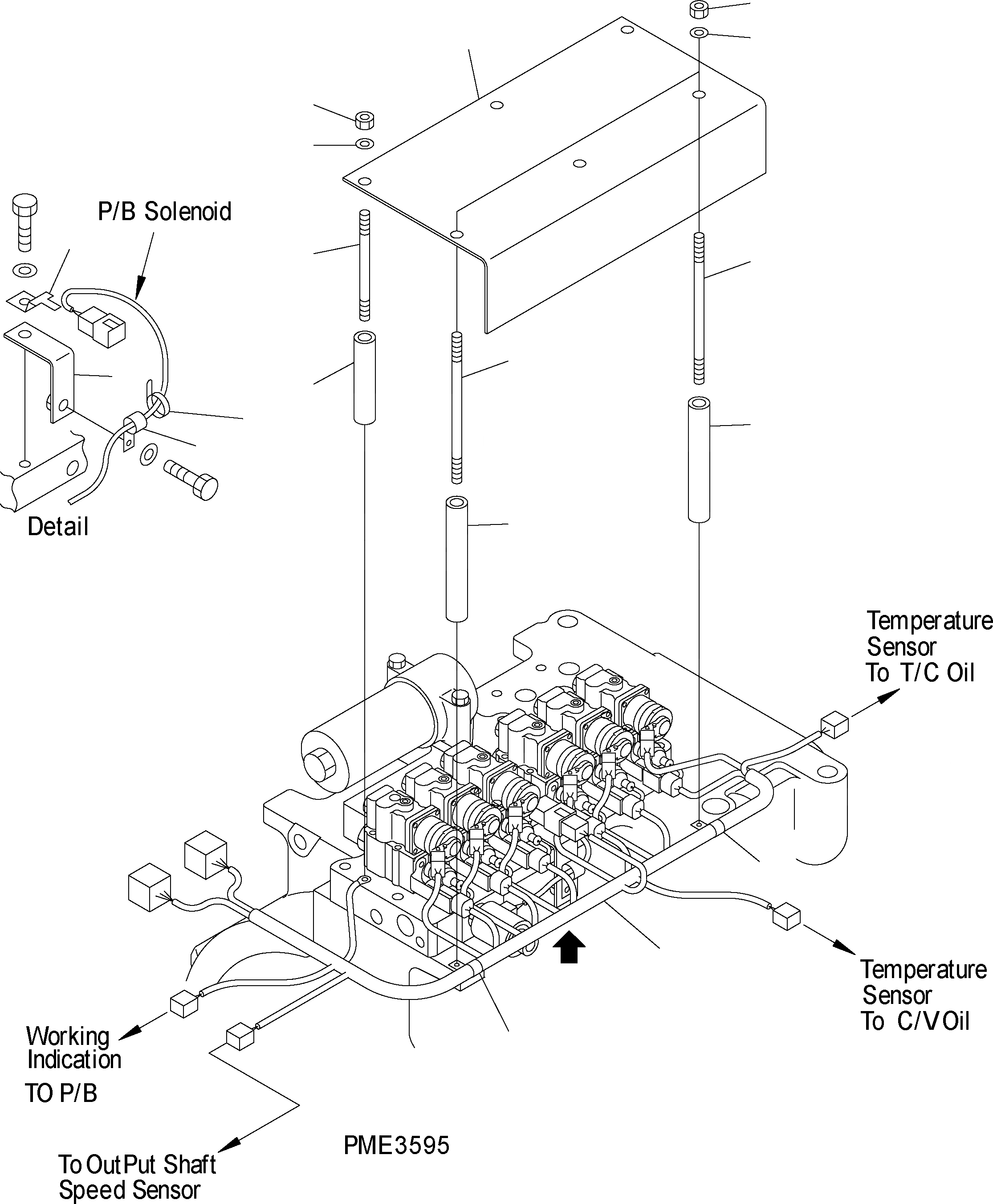 Схема запчастей Komatsu WA500-3H - T/M. УПРАВЛЯЮЩ. КЛАПАН (Э/ПРОВОДКА) F ТРАНСМИССИЯ