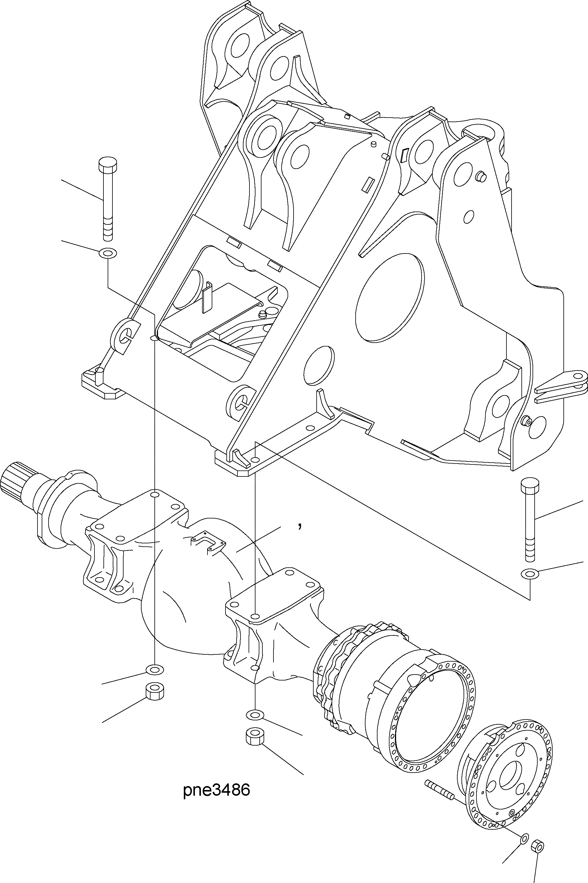 Схема запчастей Komatsu WA500-3H - ПЕРЕДНИЙ МОСТ (STD И LSD - КРЕПЛЕНИЕ) F ТРАНСМИССИЯ