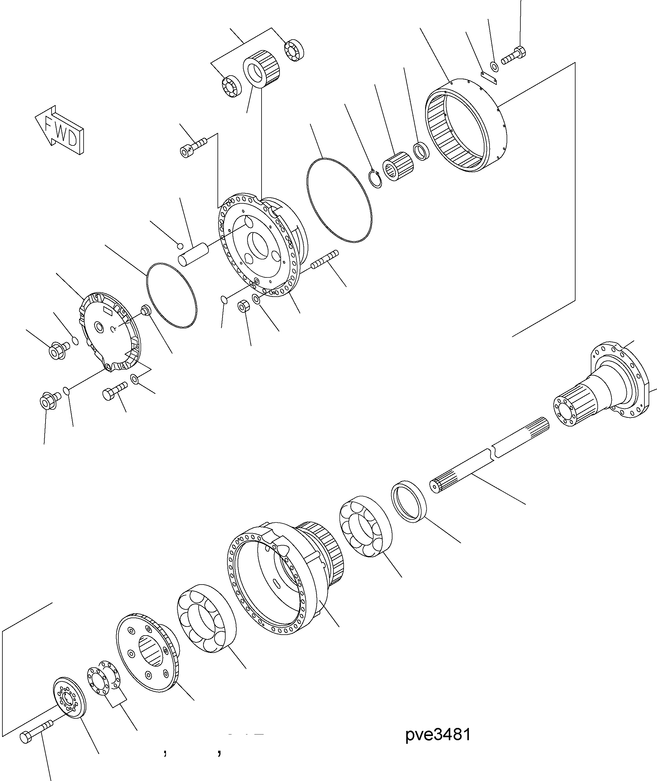 Схема запчастей Komatsu WA500-3H - ПЕРЕДНИЙ МОСТ (STD И LSD - КОНЕЧНАЯ ПЕРЕДАЧА) F ТРАНСМИССИЯ