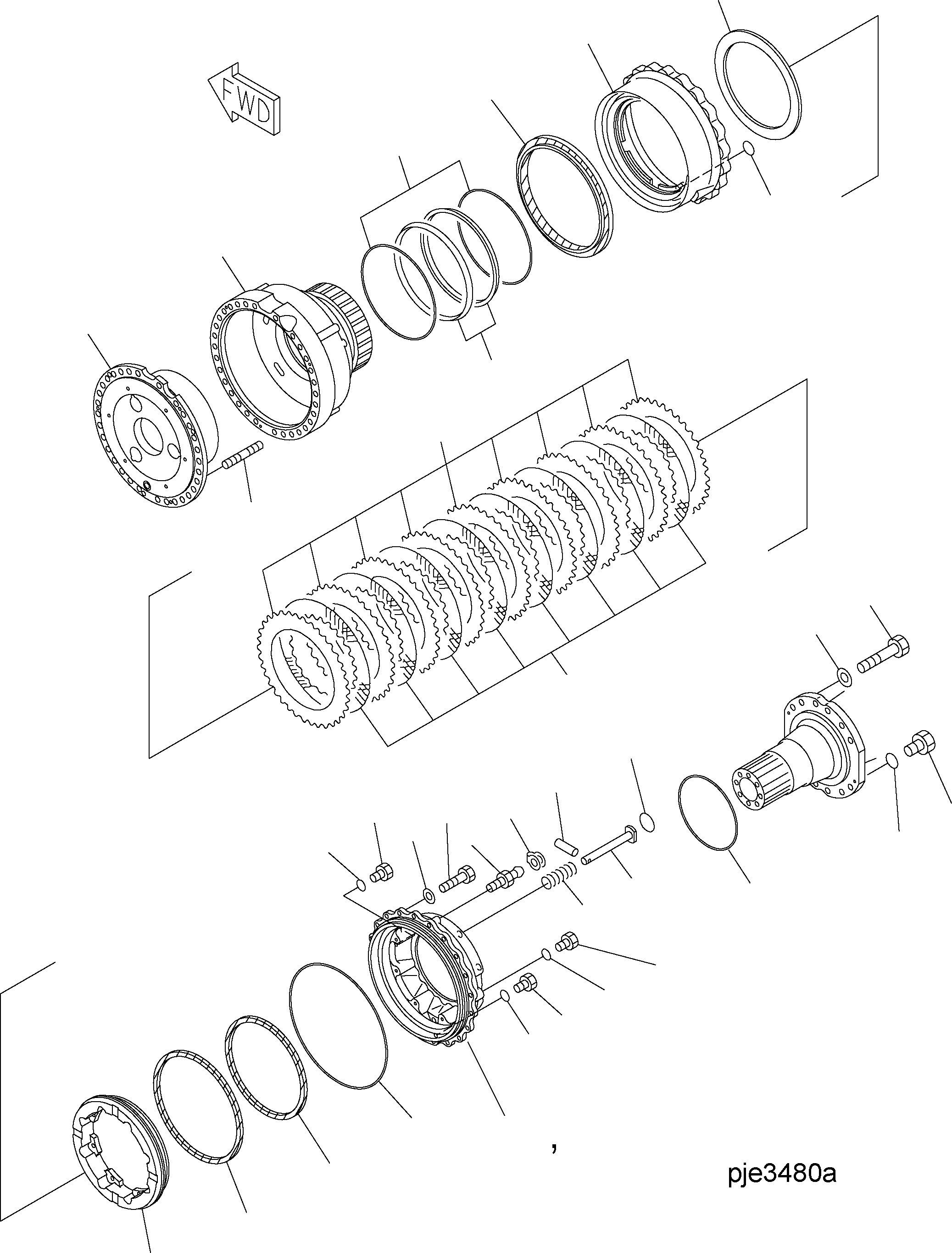 Схема запчастей Komatsu WA500-3H - ЗАДН. МОСТ (STD И LSD - КОЛЕСН. ТОРМОЗ) F ТРАНСМИССИЯ