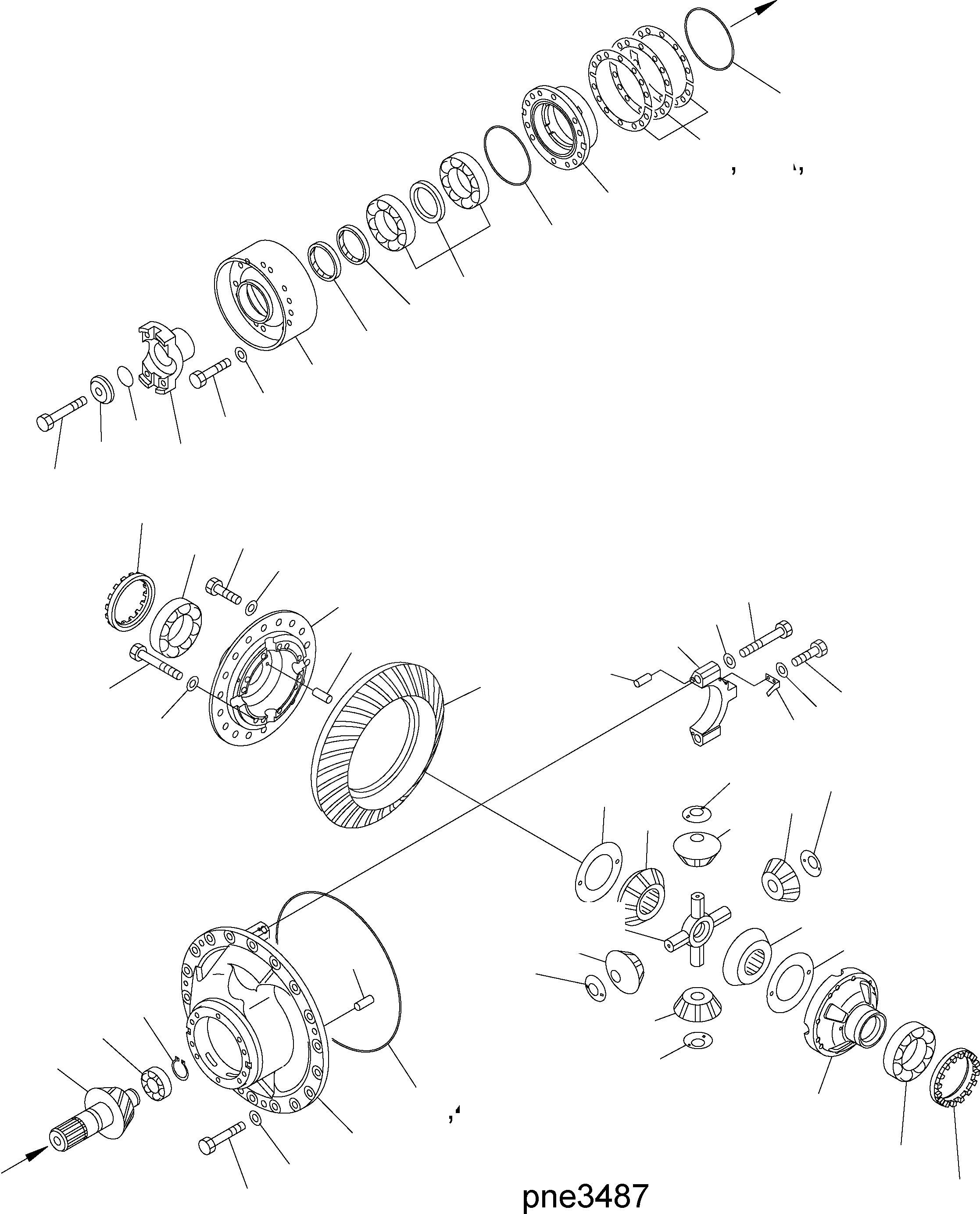 Схема запчастей Komatsu WA500-3H - ЗАДН. МОСТ (ONLY STD - ДИФФЕРЕНЦ.) F ТРАНСМИССИЯ