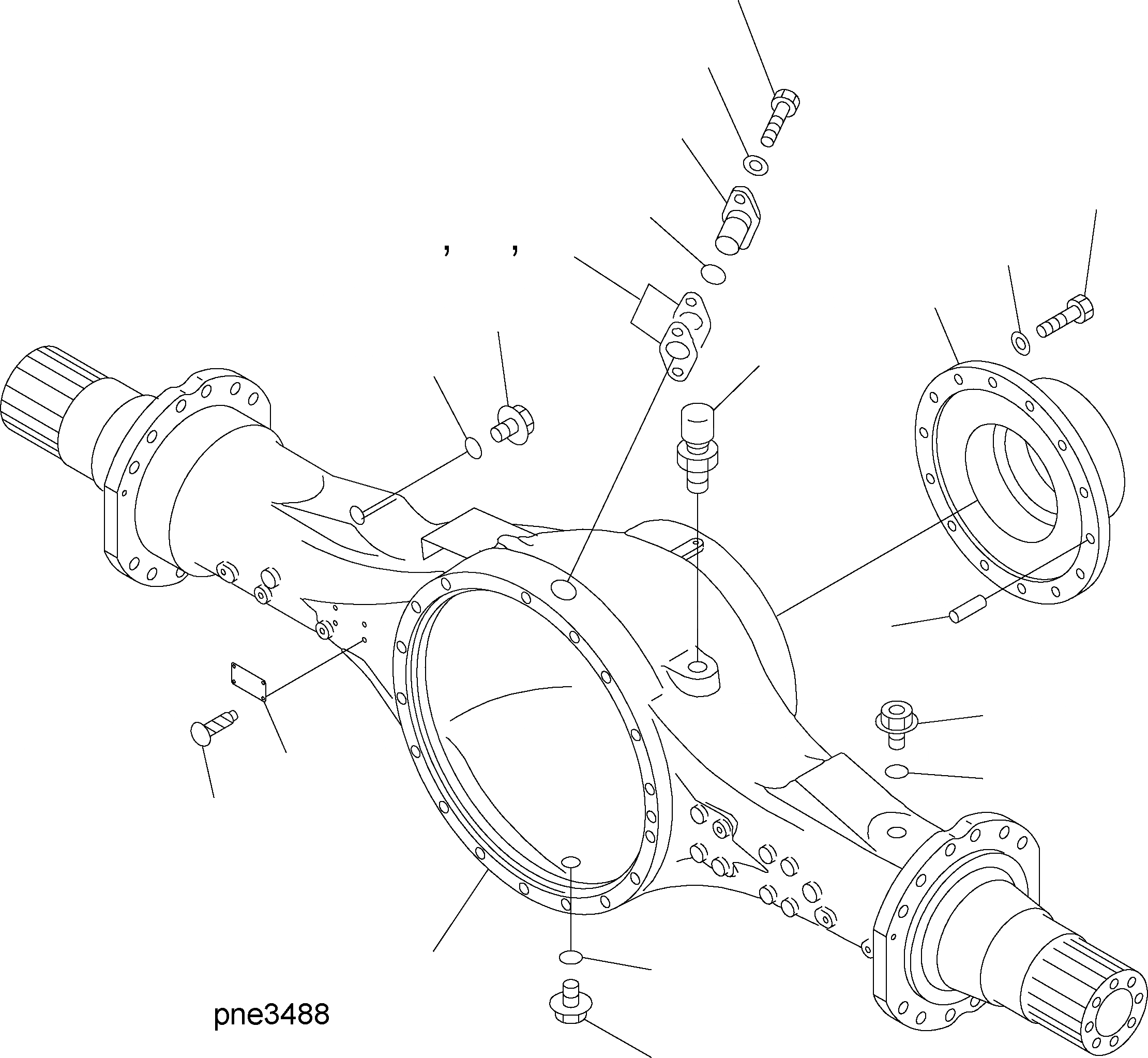 Схема запчастей Komatsu WA500-3H - ЗАДН. МОСТ (STD И LSD - КОЖУХ) F ТРАНСМИССИЯ