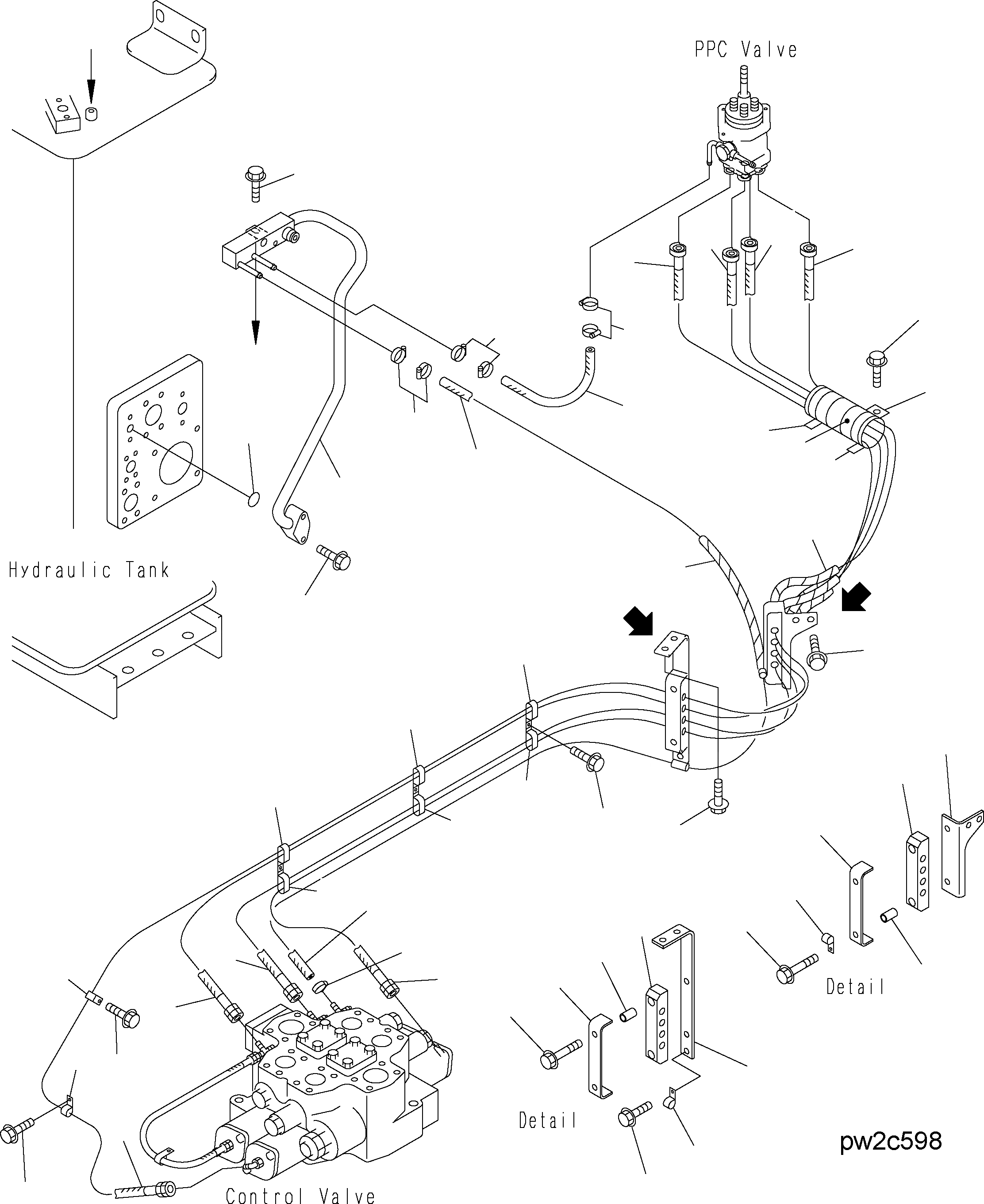 Схема запчастей Komatsu WA500-3H - HYDR. ЛИНИЯ (КЛАПАН PPC- CONTR. КЛАПАН - СЕКЦ. КЛАПАН) H ГИДРАВЛИКА
