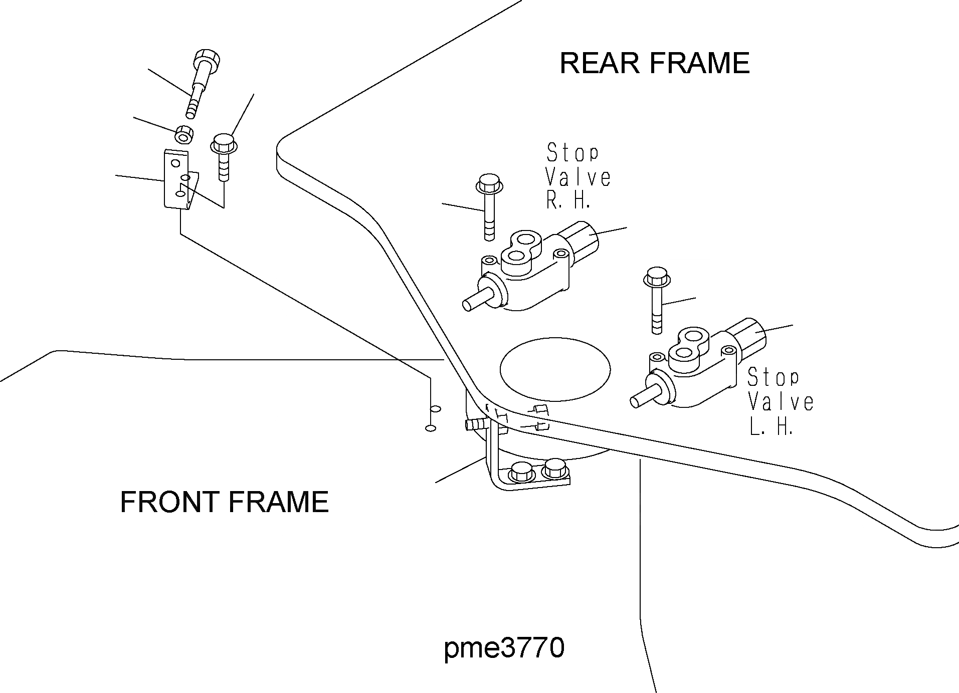 Схема запчастей Komatsu WA500-3H - HYDR. ЛИНИЯ РУЛЕВ. УПРАВЛЕНИЕ (КЛАПАН ОСТАНОВКИ) H ГИДРАВЛИКА