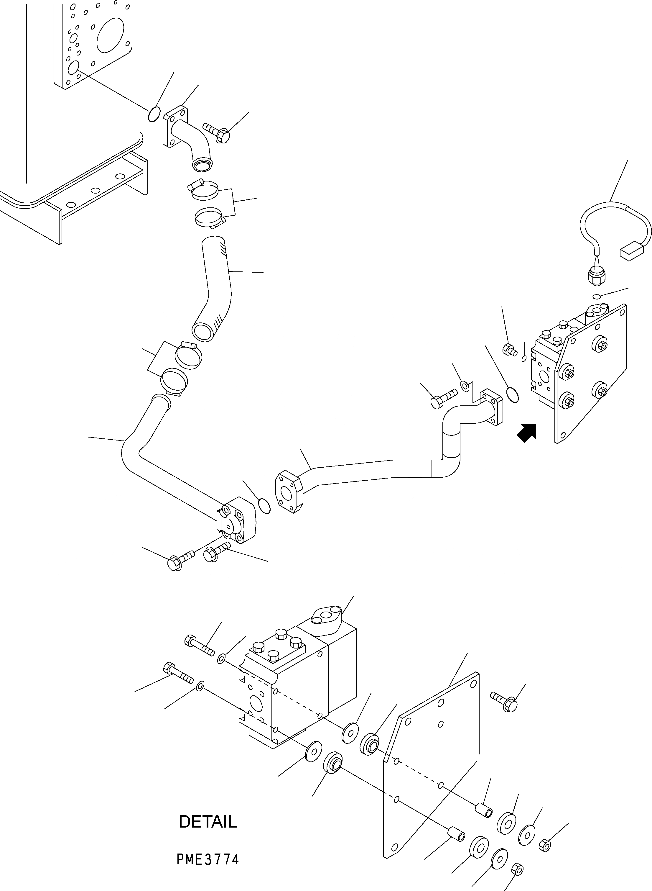 Схема запчастей Komatsu WA500-3H - HYDR. ЛИНИЯ РУЛЕВ. УПРАВЛЕНИЕ (БАК - ПЕРЕПУСКН. КЛАПАН ЛИНИЯ) H ГИДРАВЛИКА