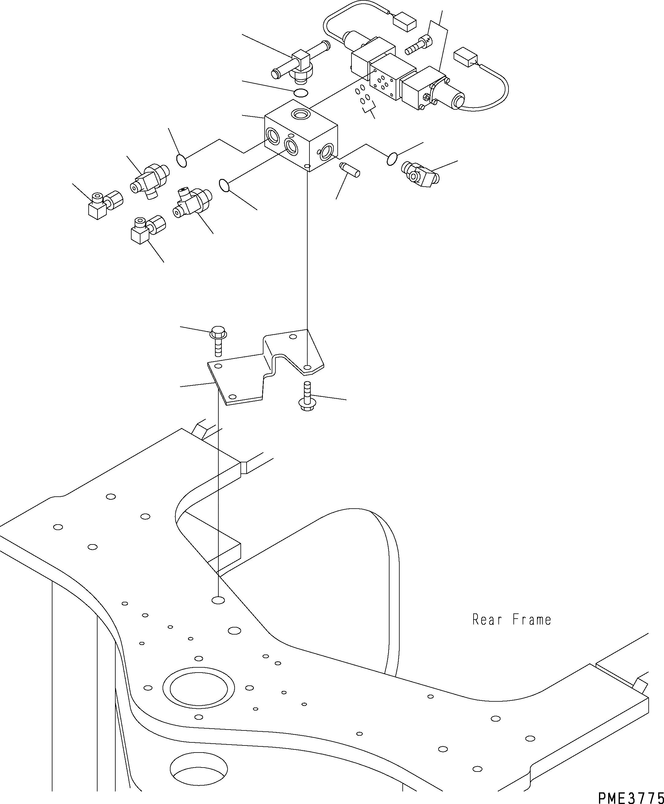 Схема запчастей Komatsu WA500-3H - HYDR. ЛИНИЯ РУЛЕВ. УПРАВЛЕНИЕ (СОЛЕНОИДНЫЙ КЛАПАН - ДЖОЙСТИК) H ГИДРАВЛИКА