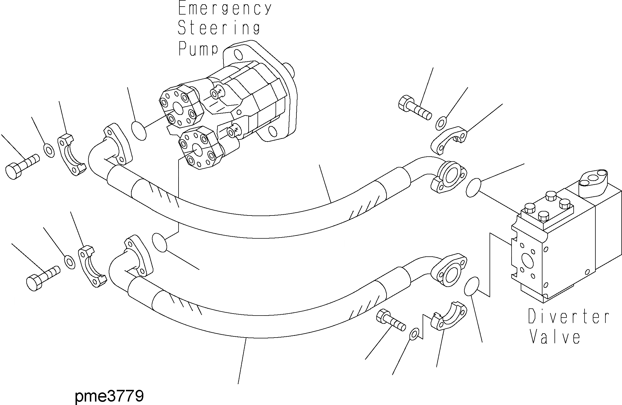 Схема запчастей Komatsu WA500-3H - HYDR. ЛИНИЯ РУЛЕВ. УПРАВЛЕНИЕ (НАСОС - КЛАПАН С EMERG. РУЛЕВ. УПРАВЛЕНИЕ) H ГИДРАВЛИКА
