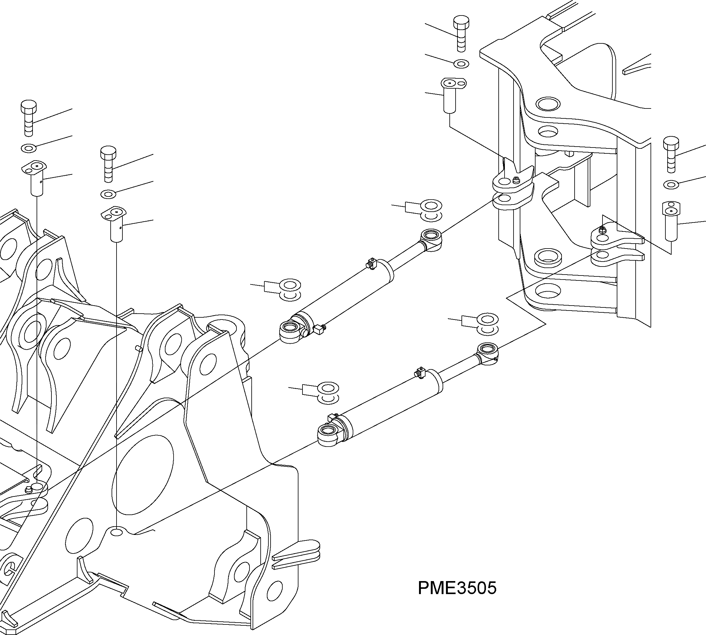 Схема запчастей Komatsu WA500-3H - ПЕРЕДН. РАМА (ЦИЛИНДР РУЛЕВ. УПР-Я ПАЛЕЦ) J ОСНОВНАЯ РАМА И ЕЕ ЧАСТИ