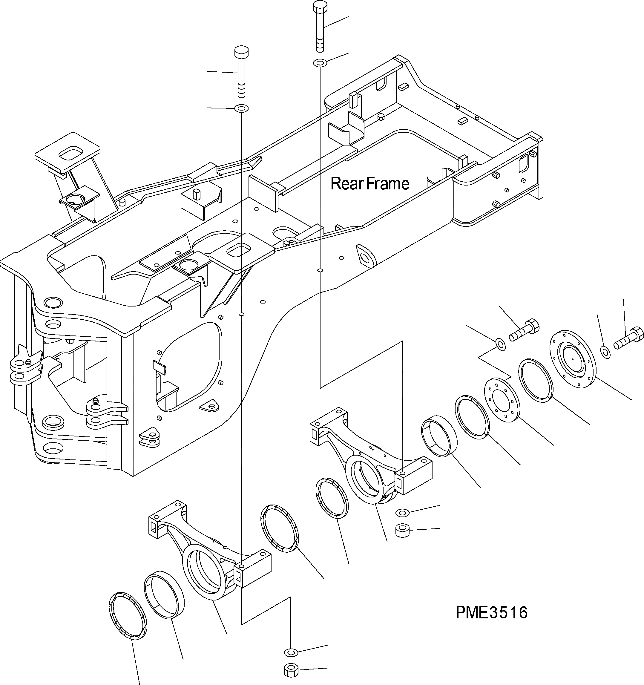 Схема запчастей Komatsu WA500-3H - ЗАДН. МОСТ СУППОРТ J ОСНОВНАЯ РАМА И ЕЕ ЧАСТИ