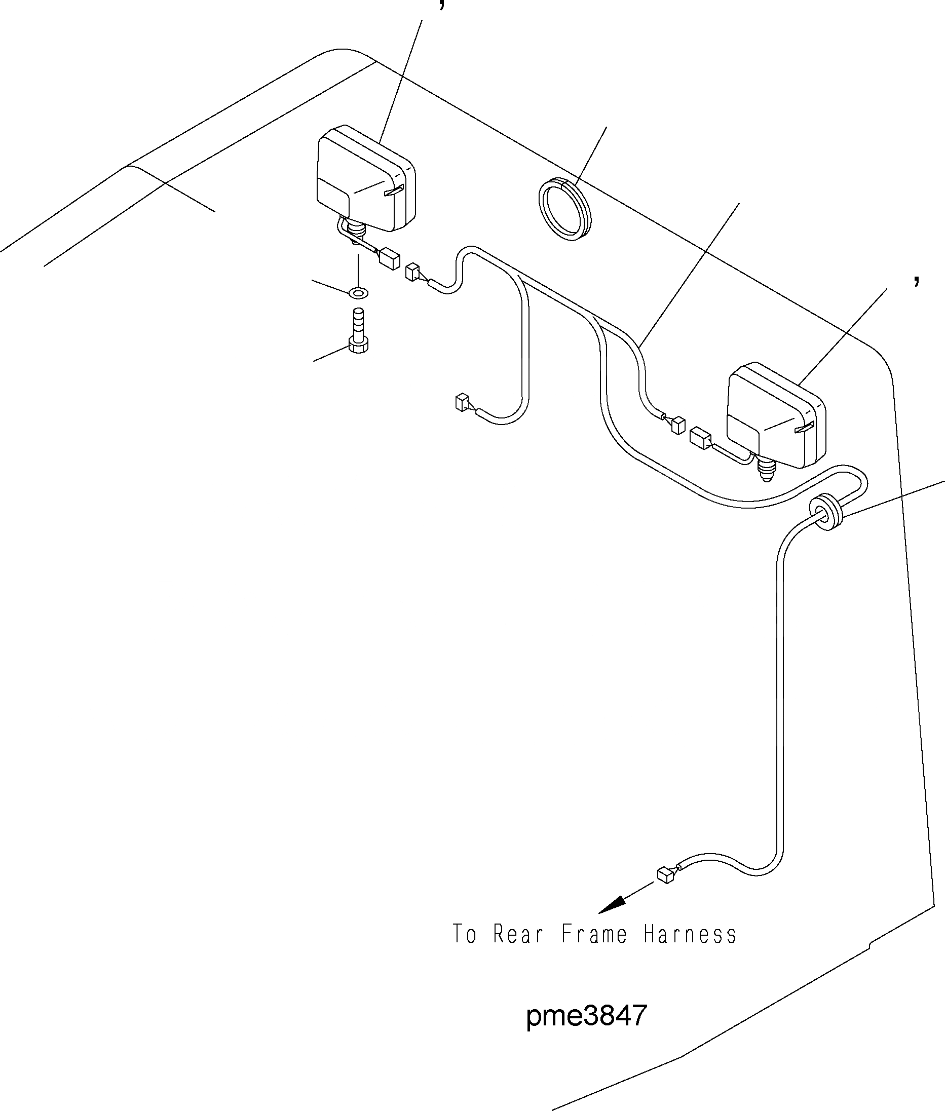 Схема запчастей Komatsu WA500-3H - КАПОТ AND ЗАЩИТА РАДИАТОРА (ЗАДН. ОСВЕЩЕНИЕ) M ЧАСТИ КОРПУСА