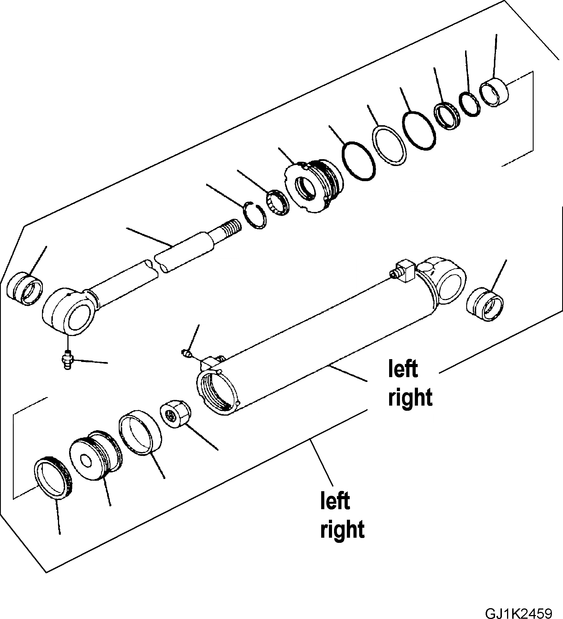 Схема запчастей Komatsu WA500-3H - ЦИЛИНДР РУЛЕВ. УПР-Я (LHS И RHS ВНУТР. ЧАСТИ) Y ОСНОВН. КОМПОНЕНТЫ И РЕМКОМПЛЕКТЫ
