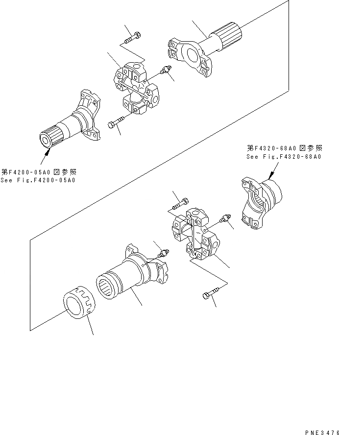 Схема запчастей Komatsu WA500-3 - ВЕДУЩ. ВАЛ (ПЕРЕДН. МОСТ¤ ЗАДН.) ГИДРОТРАНСФОРМАТОР И ТРАНСМИССИЯ