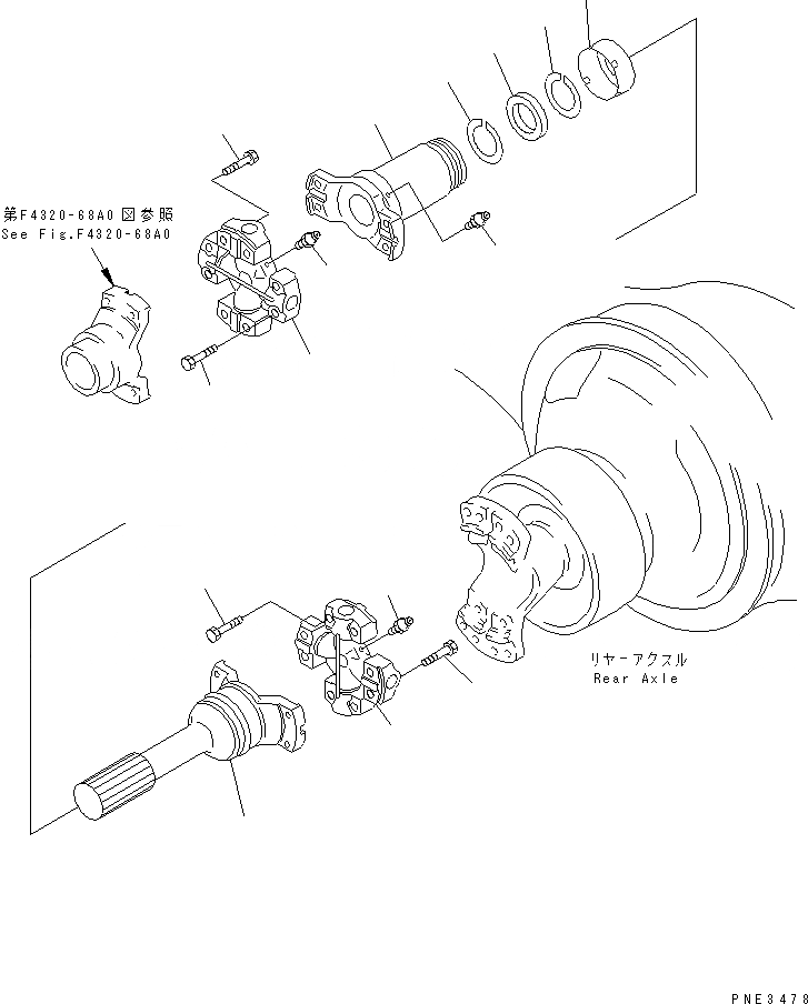 Схема запчастей Komatsu WA500-3 - ВЕДУЩ. ВАЛ (ЗАДН. МОСТ) ГИДРОТРАНСФОРМАТОР И ТРАНСМИССИЯ