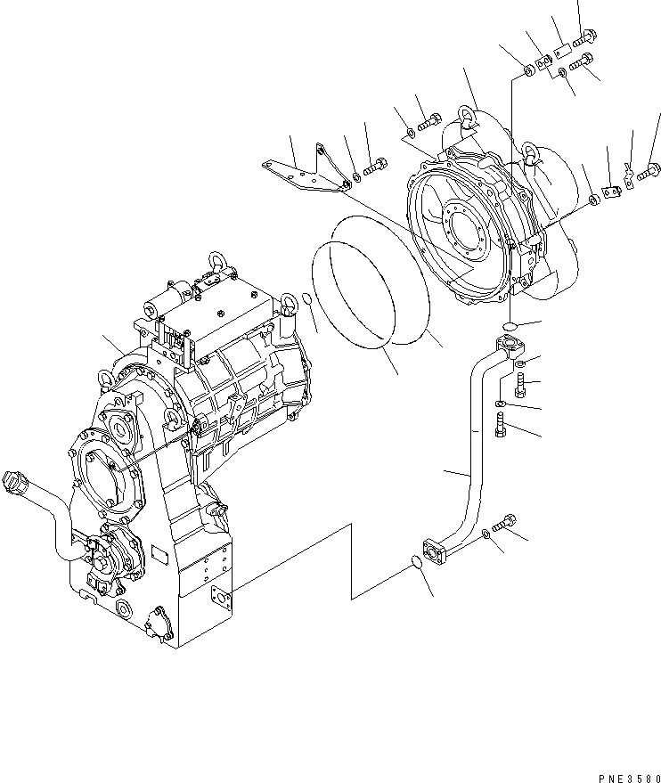 Схема запчастей Komatsu WA500-3 - ТОРКФЛОУ (КРЕПЛЕНИЕ) ГИДРОТРАНСФОРМАТОР И ТРАНСМИССИЯ