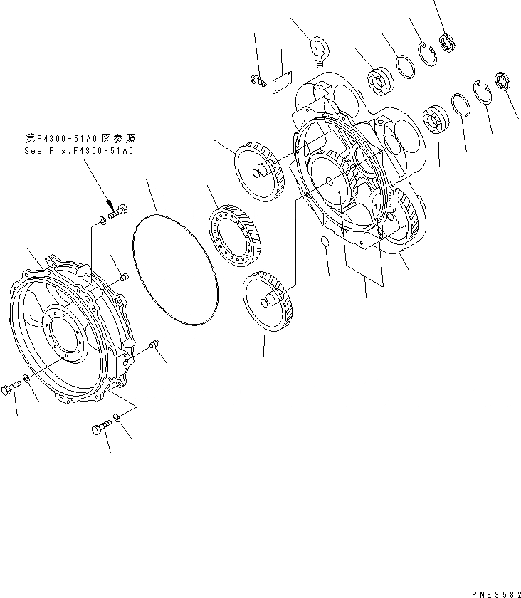 Схема запчастей Komatsu WA500-3 - КОРПУС ГИДРОТРАНСФОРМАТОРА ГИДРОТРАНСФОРМАТОР И ТРАНСМИССИЯ