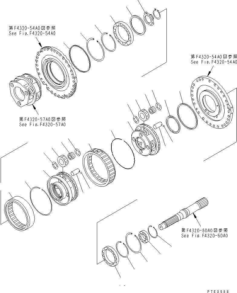 Схема запчастей Komatsu WA500-3 - ТРАНСМИССИЯ (ВПЕРЕД/НАЗАД НЕСУЩИЙ ЭЛЕМЕНТ) ГИДРОТРАНСФОРМАТОР И ТРАНСМИССИЯ