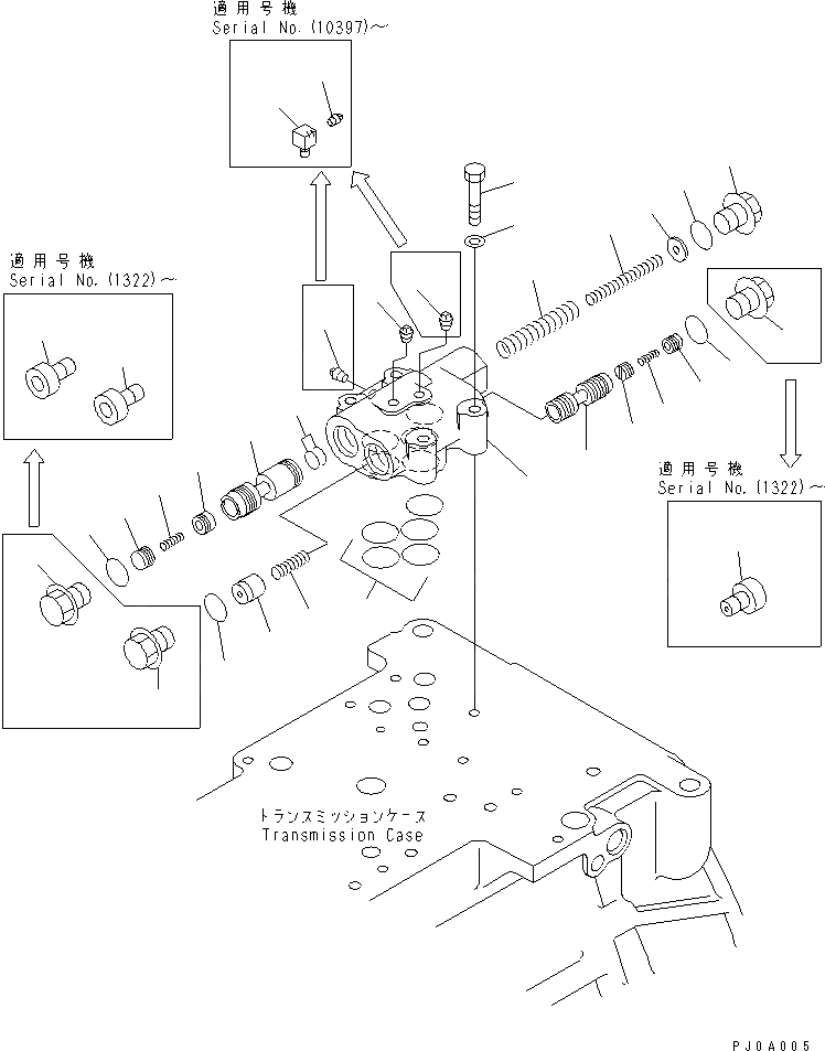 Схема запчастей Komatsu WA500-3 - КЛАПАН УПРАВЛЕНИЯ ТРАНСМИССИЕЙ (/) (ОСНОВН. РАЗГРУЗ. КЛАПАН) ГИДРОТРАНСФОРМАТОР И ТРАНСМИССИЯ