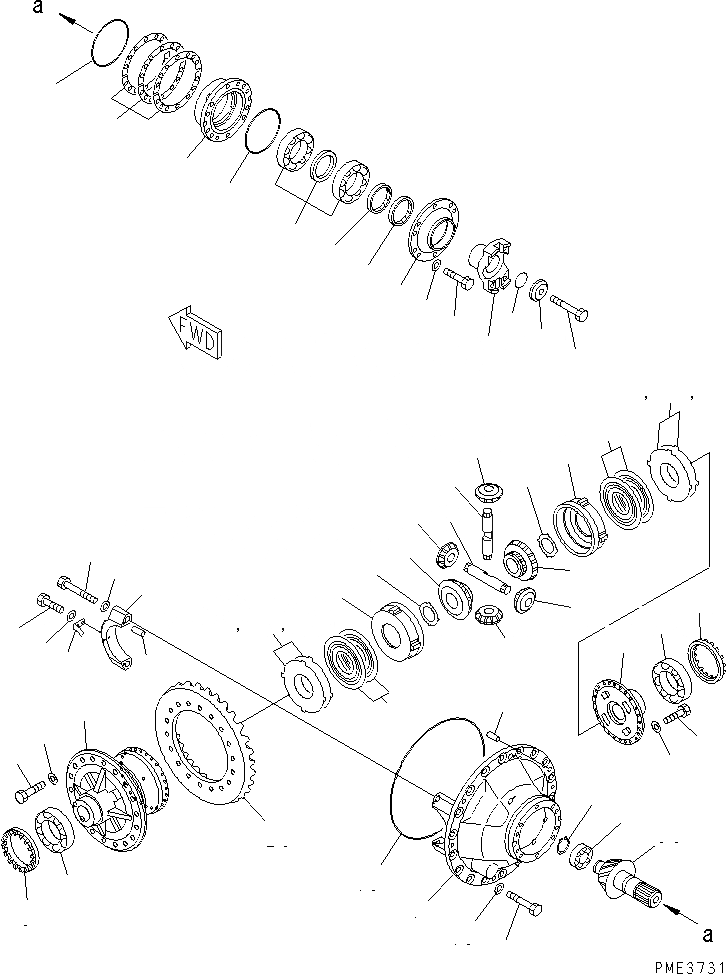 Схема запчастей Komatsu WA500-3 - ПЕРЕДНИЙ МОСТ (ДИФФЕРЕНЦ. И ЭЛЕМЕНТЫ КРЕПЛЕНИЯ) (С АНТИПРОСКАЛЬЗЫВАЮЩ. ДИФФЕРЕНЦИАЛОМ МОСТА) ГИДРОТРАНСФОРМАТОР И ТРАНСМИССИЯ