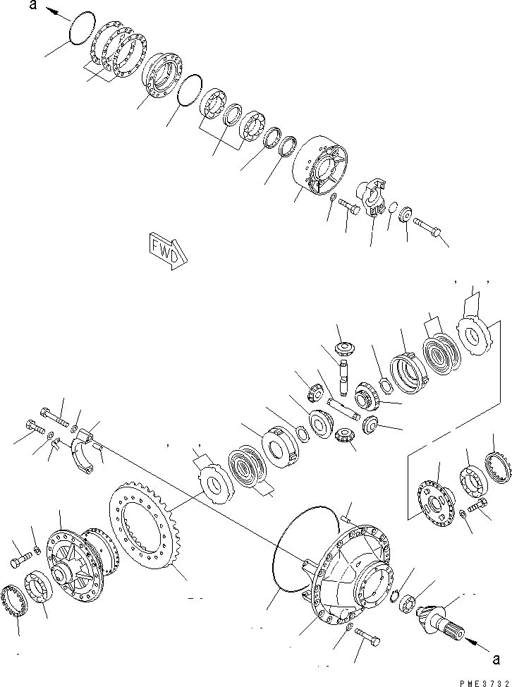 Схема запчастей Komatsu WA500-3 - ЗАДН. МОСТ (ДИФФЕРЕНЦ. И ЭЛЕМЕНТЫ КРЕПЛЕНИЯ) (С АНТИПРОСКАЛЬЗЫВАЮЩ. ДИФФЕРЕНЦИАЛОМ МОСТА) ГИДРОТРАНСФОРМАТОР И ТРАНСМИССИЯ