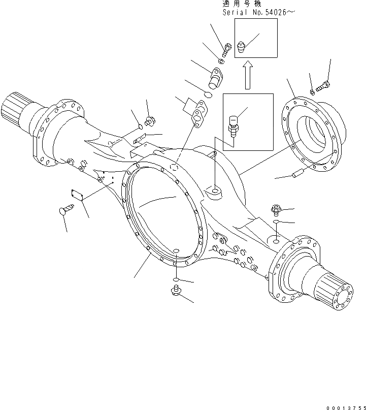 Схема запчастей Komatsu WA500-3 - ЗАДН. МОСТ (КОЖУХ) (ТОРМОЗ. ОХЛАЖД-Е) ГИДРОТРАНСФОРМАТОР И ТРАНСМИССИЯ