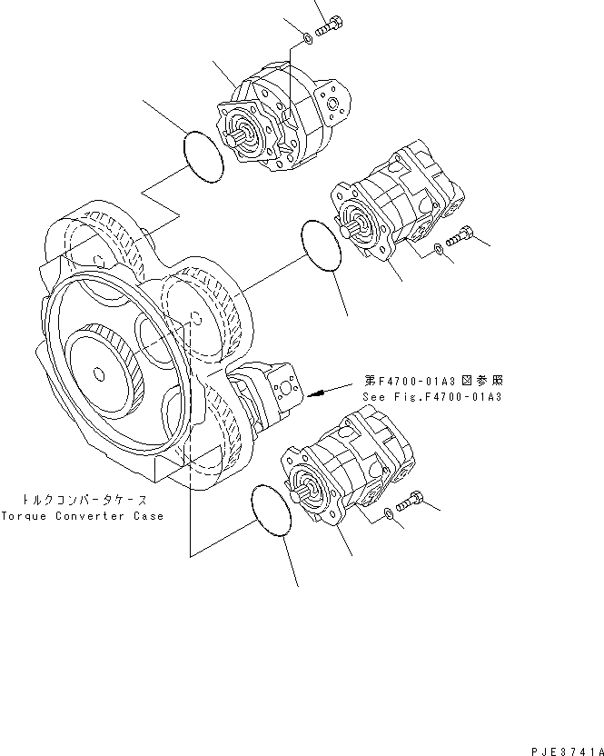 Схема запчастей Komatsu WA500-3 - НАСОС (НАСОС И ЭЛЕМЕНТЫ КРЕПЛЕНИЯ) (С ВСАСЫВ. ВЕНТИЛЯТОРОМ) ГИДРАВЛИКА