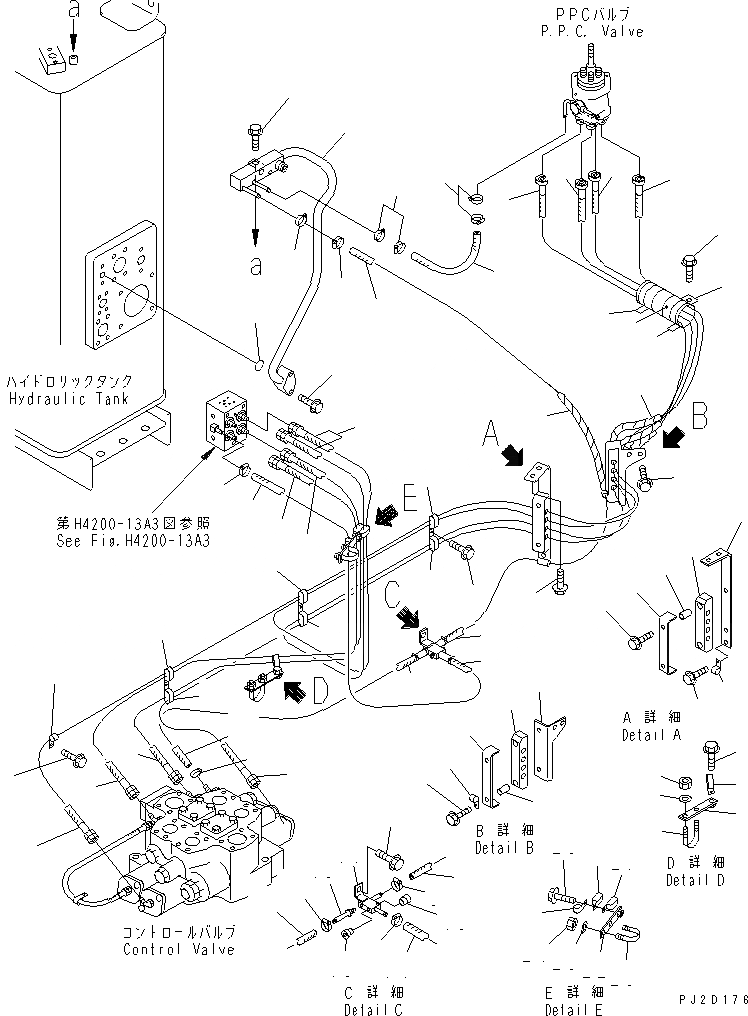 Схема запчастей Komatsu WA500-3 - ГИДРАВЛ ЛИНИЯ (P.P.C. КЛАПАН - УПРАВЛЯЮЩ. КЛАПАН И ВОЗВРАТН. ЛИНИЯ) (ДЛЯ УДАЛЕНН. ПОЗИЦИОНЕР) ГИДРАВЛИКА