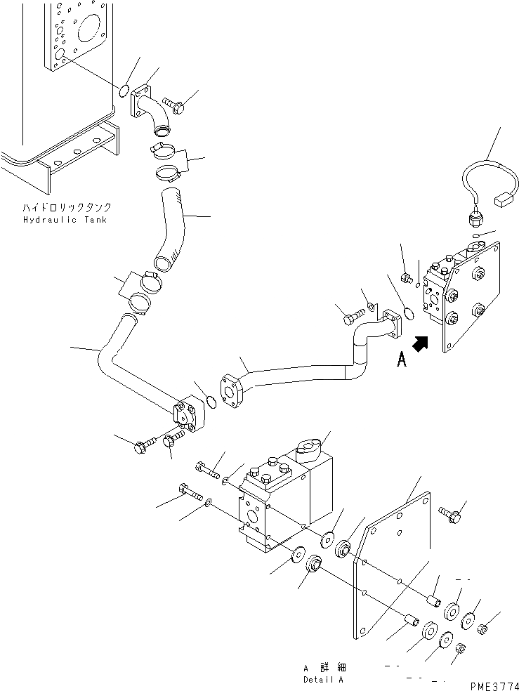 Схема запчастей Komatsu WA500-3 - ГИДРОЛИНИЯ РУЛЕВОГО УПРАВЛЕНИЯ (БАК - ПЕРЕПУСКН. КЛАПАН ЛИНИЯ) (С ЭКСТРЕНН. УПРАВЛ.) ГИДРАВЛИКА