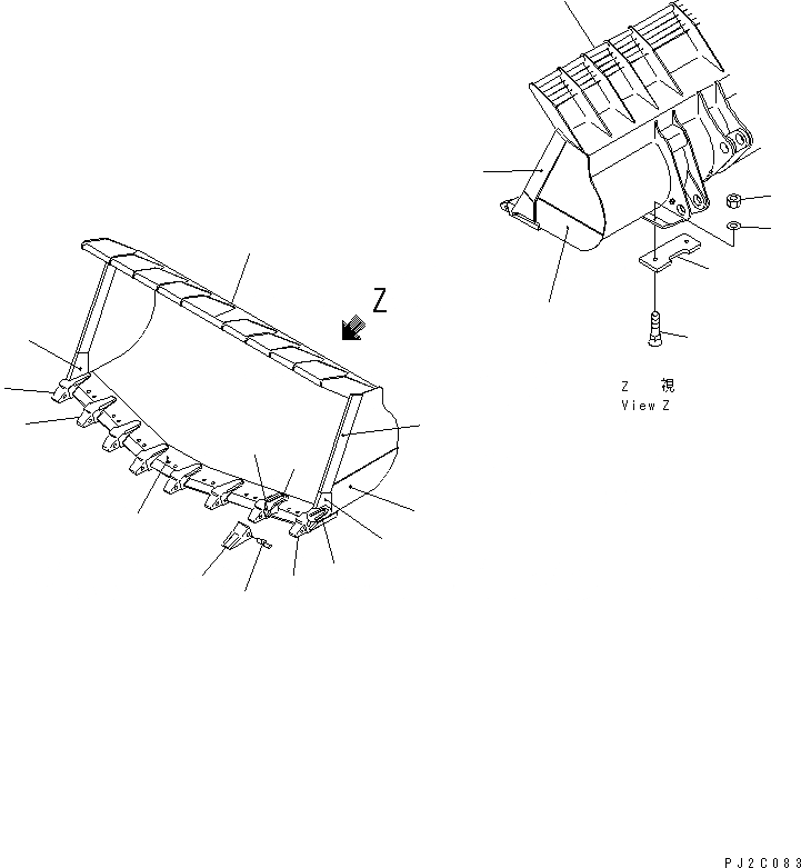 Схема запчастей Komatsu WA500-3 - V-ОБРАЗН КОВШ (.M) (TIP TOOTH) РАБОЧЕЕ ОБОРУДОВАНИЕ